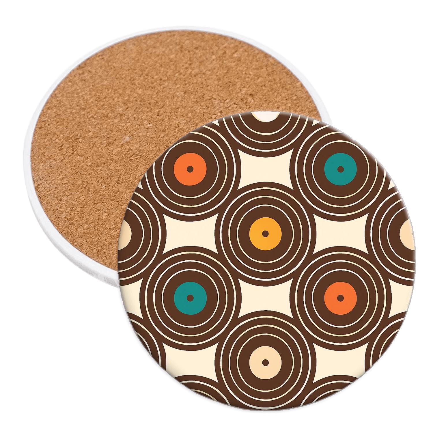 Groovy Record Ripple Grid coasters for home decor