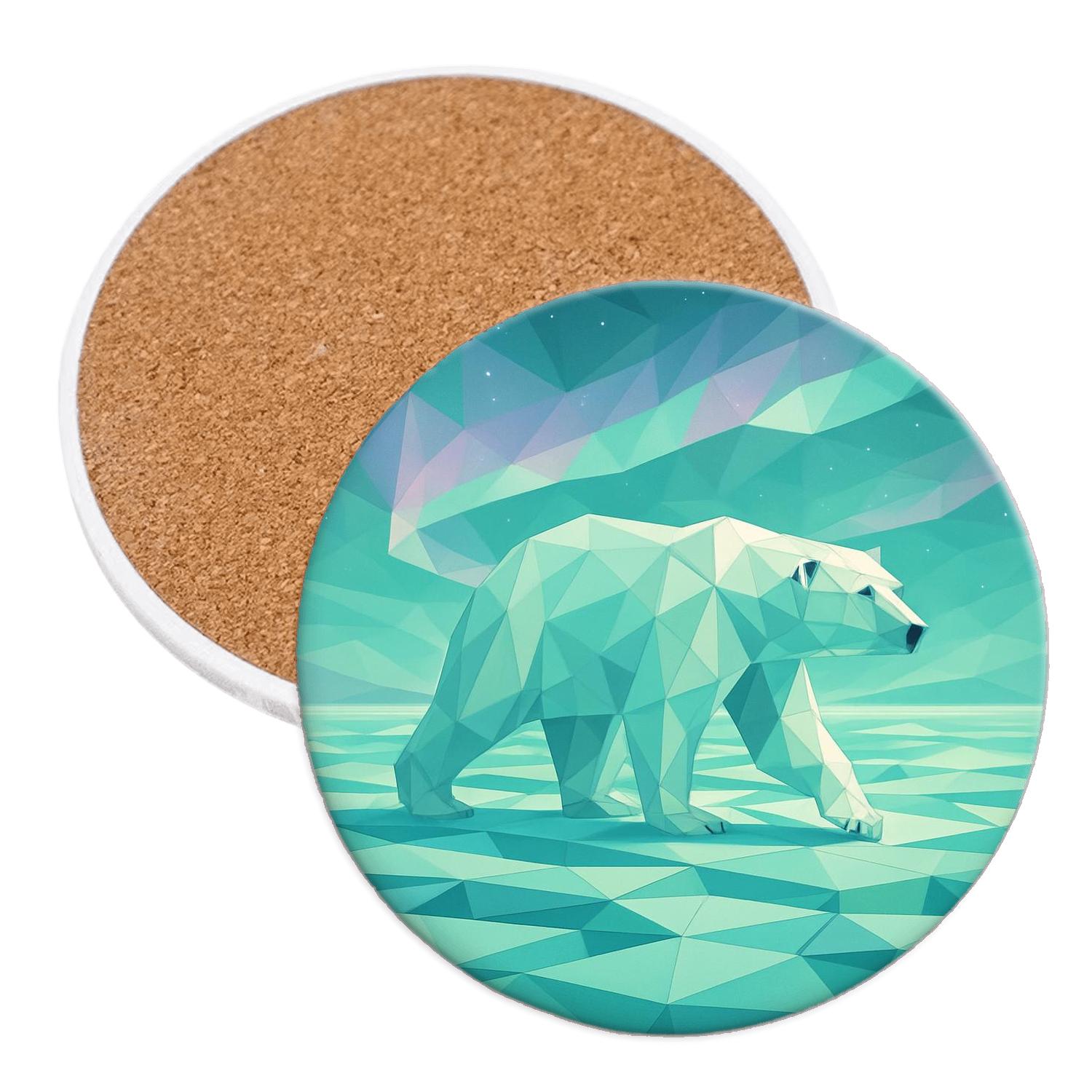 Aurora Glacier Polar Bear Mosaic custom engraved coasters