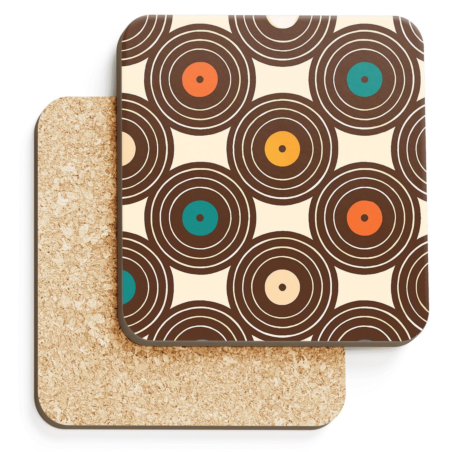 Groovy Record Ripple Grid coasters for home decor