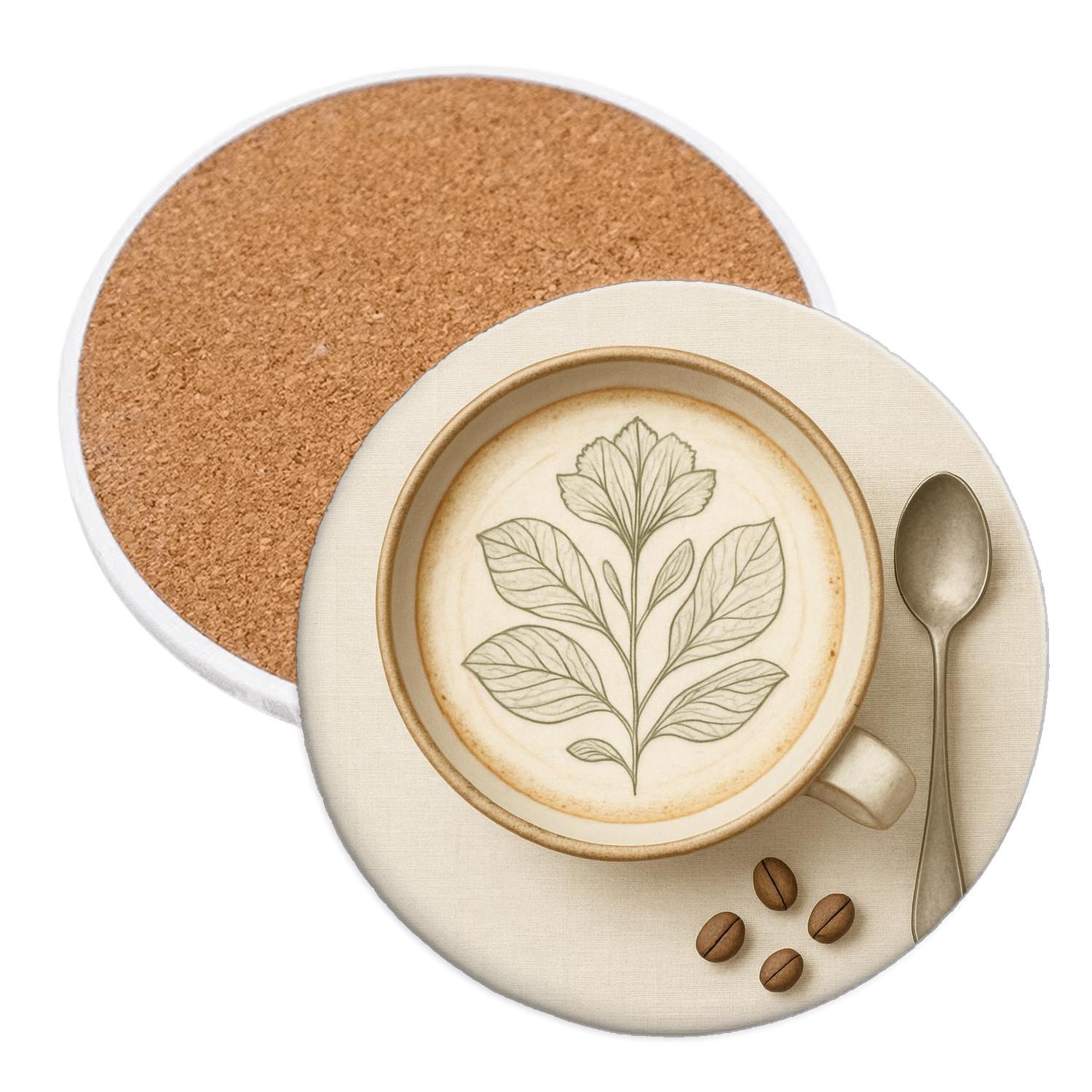 Latte Foam Botanical Study elegant tabletop coasters