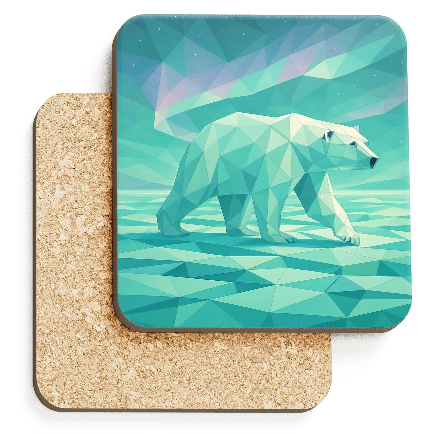 Aurora Glacier Polar Bear Mosaic decorative beverage coasters