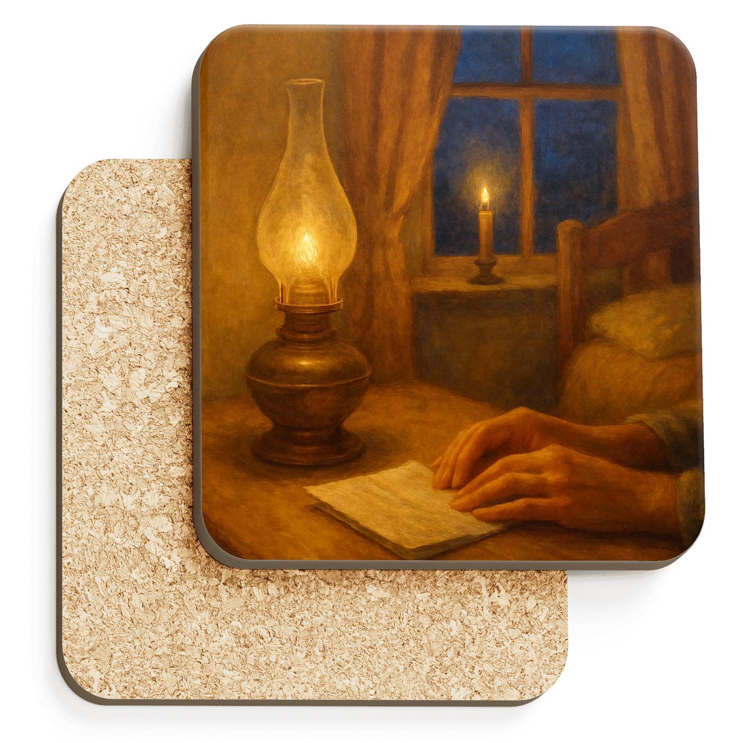 Lantern Window Promise A Mothers Love Kept Awake coasters for home decor