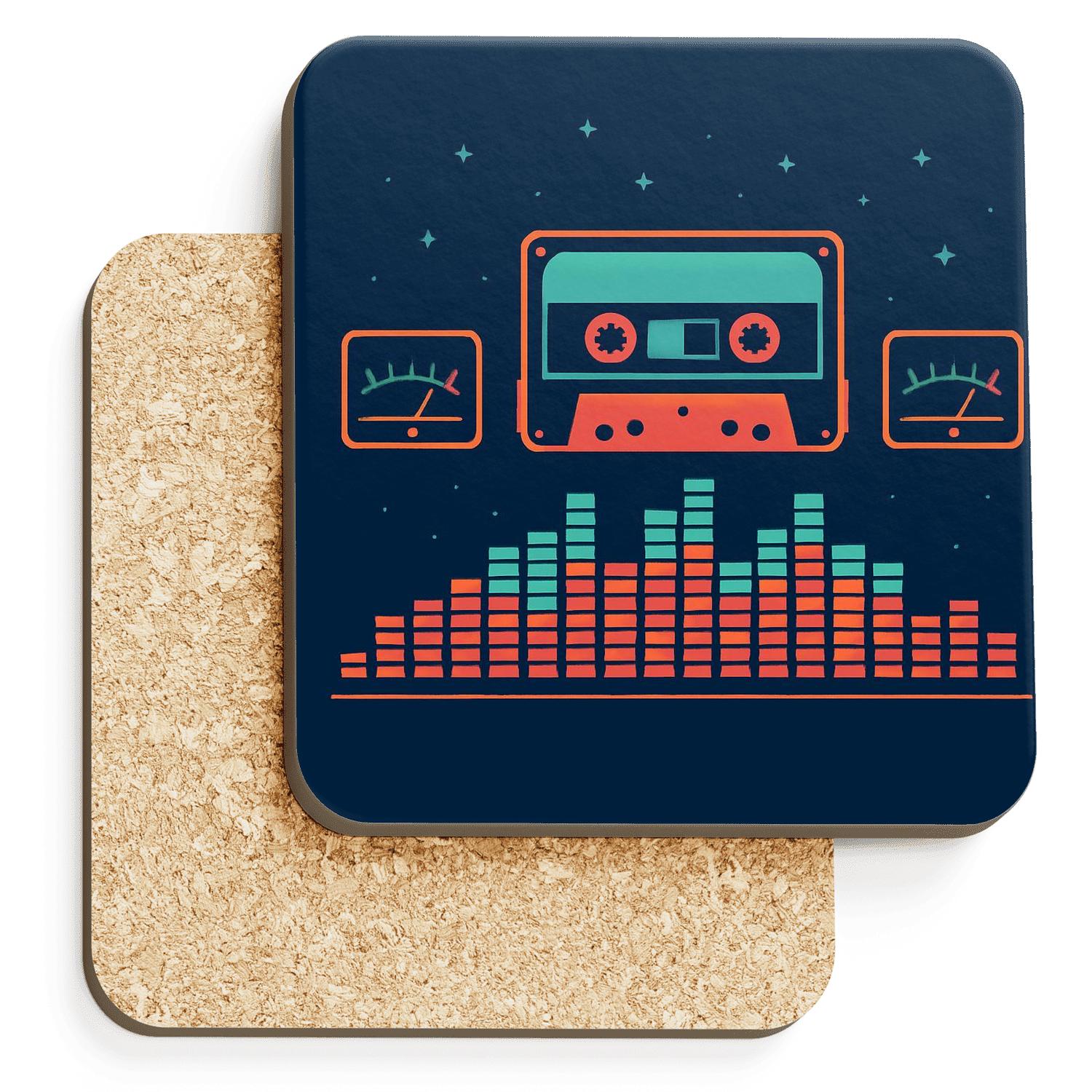 Cassette Deck Night Drive wooden table coasters