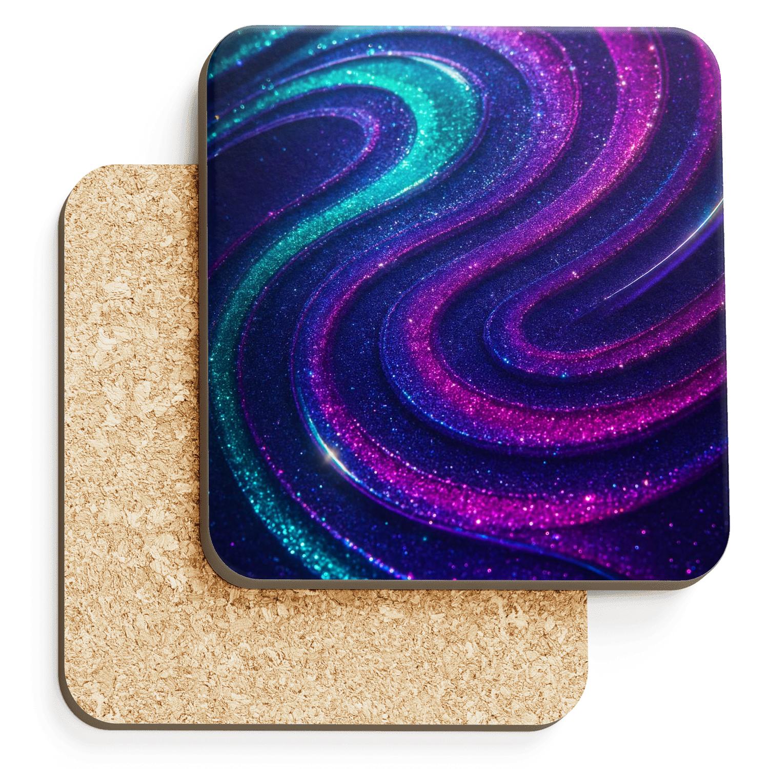 Neon Prism Glitter Ripple custom engraved coasters