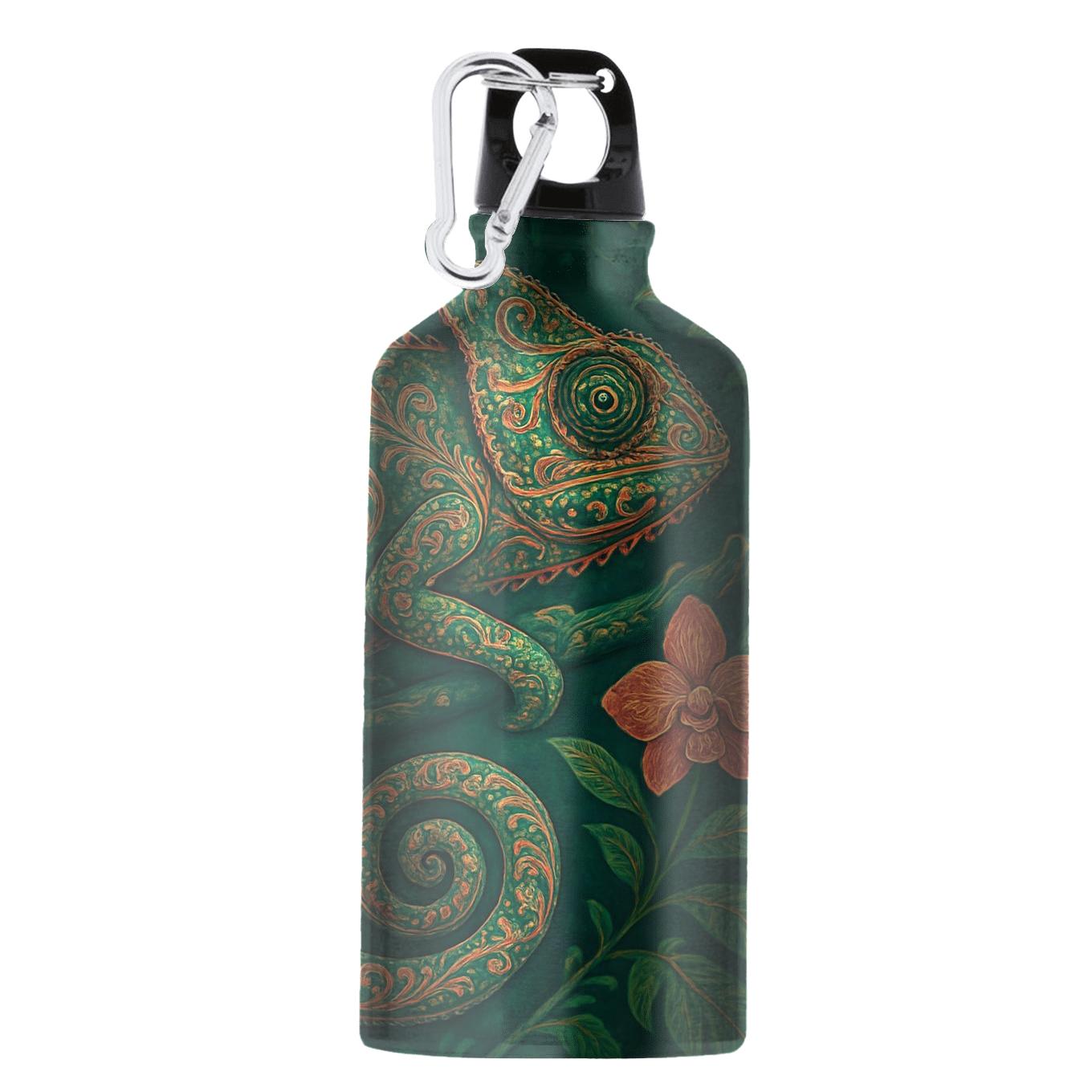 Kaleidoscope Rainforest Chameleon Brocade personalized sports bottles