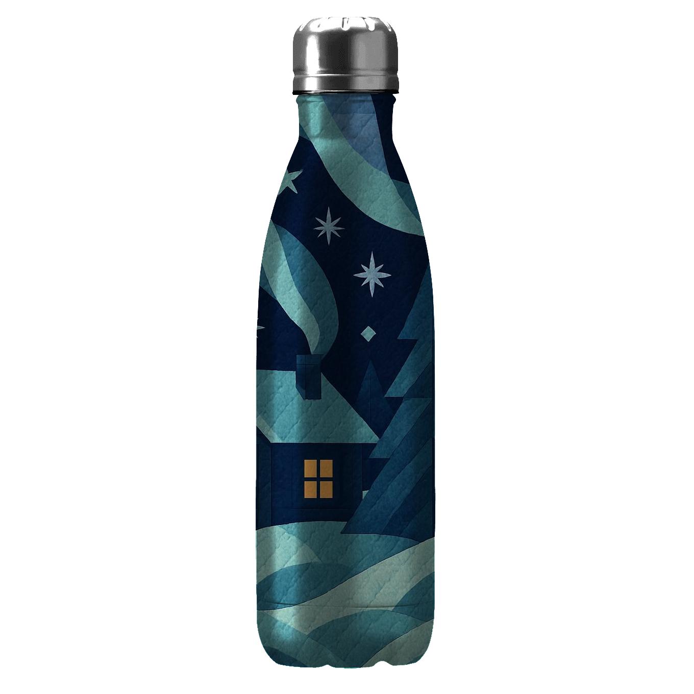 Winter Aurora Cabin Quilt custom water bottles