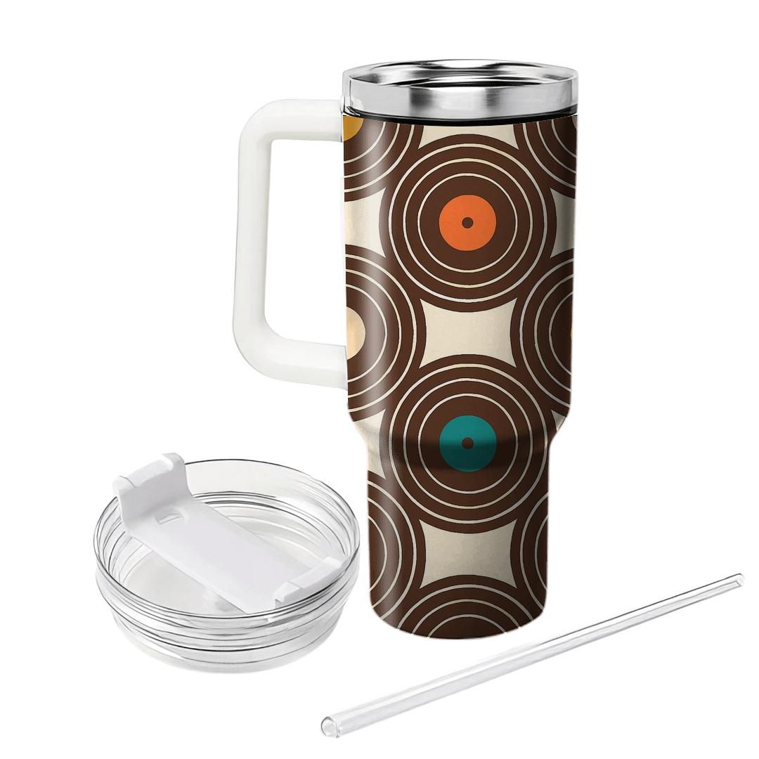 Groovy Record Ripple Grid travel tumblers