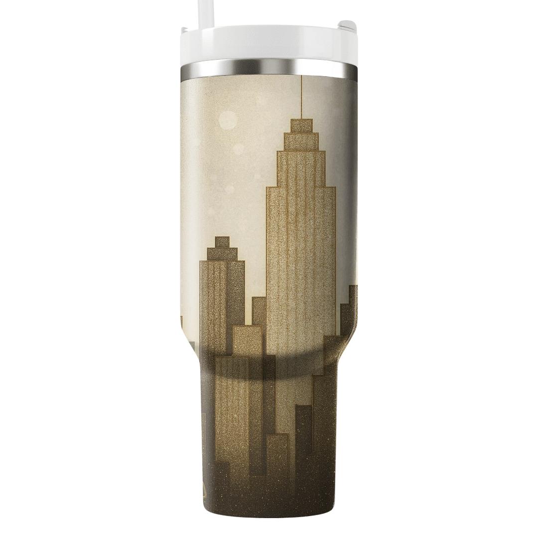 Champagne Art Deco Glitter Skyline tumbler cups