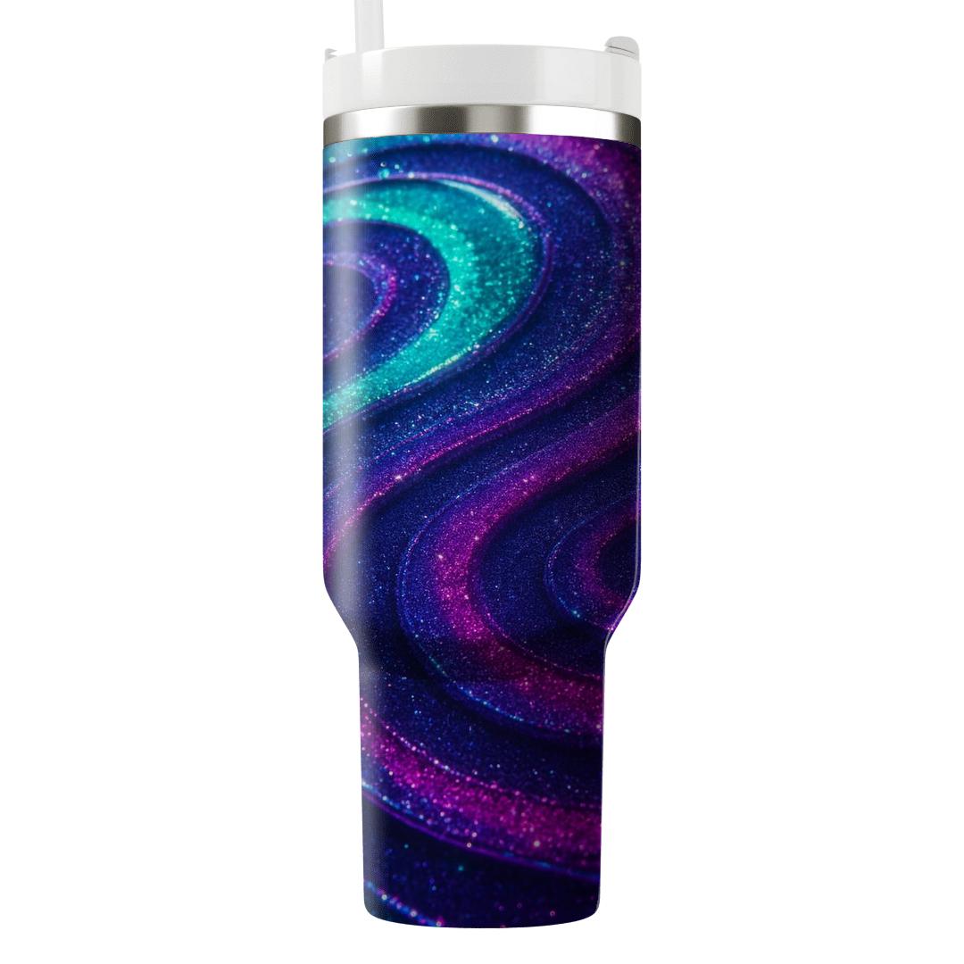 Neon Prism Glitter Ripple tumblers with lids