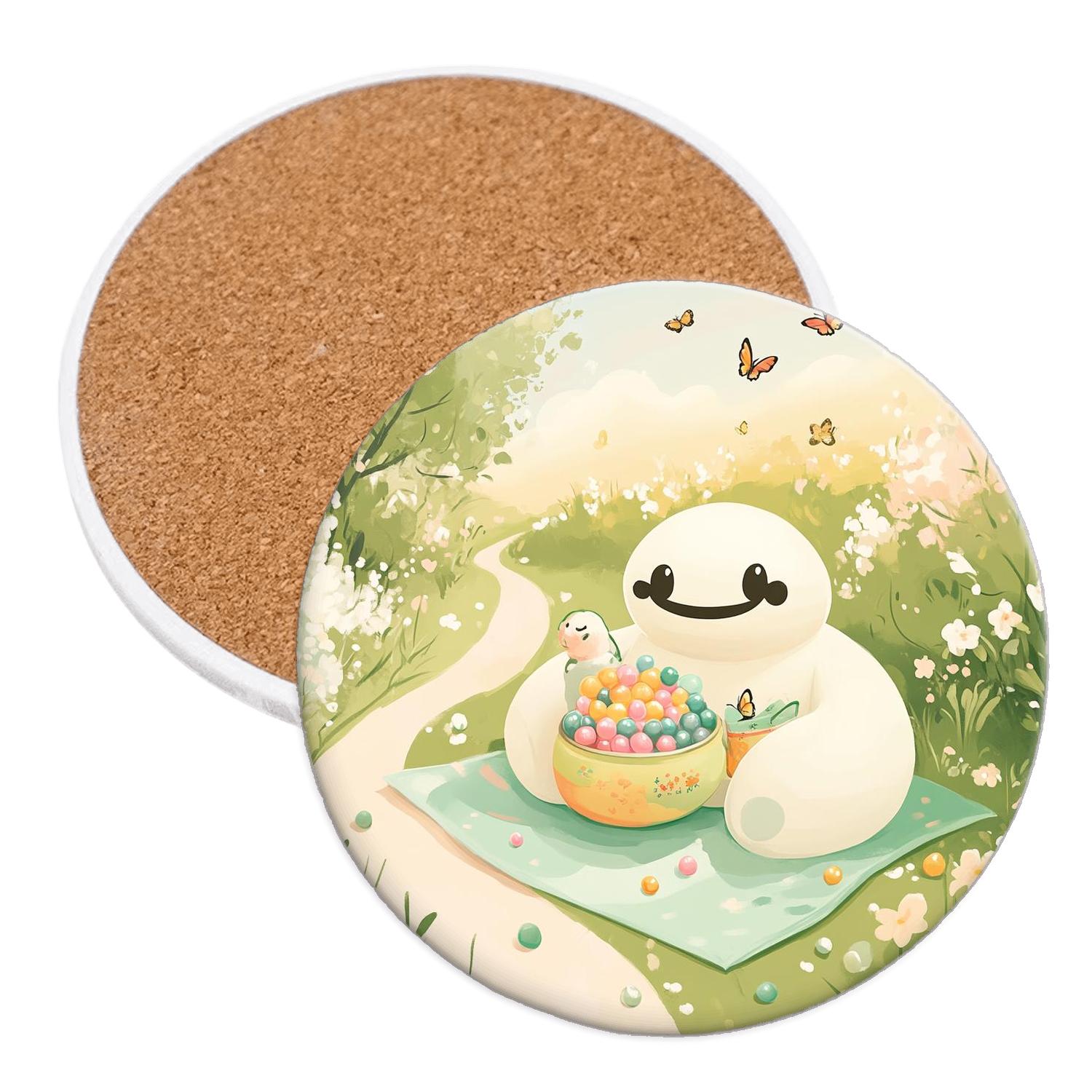 Baymax Bubble Tea Garden Picnic cork coaster sets