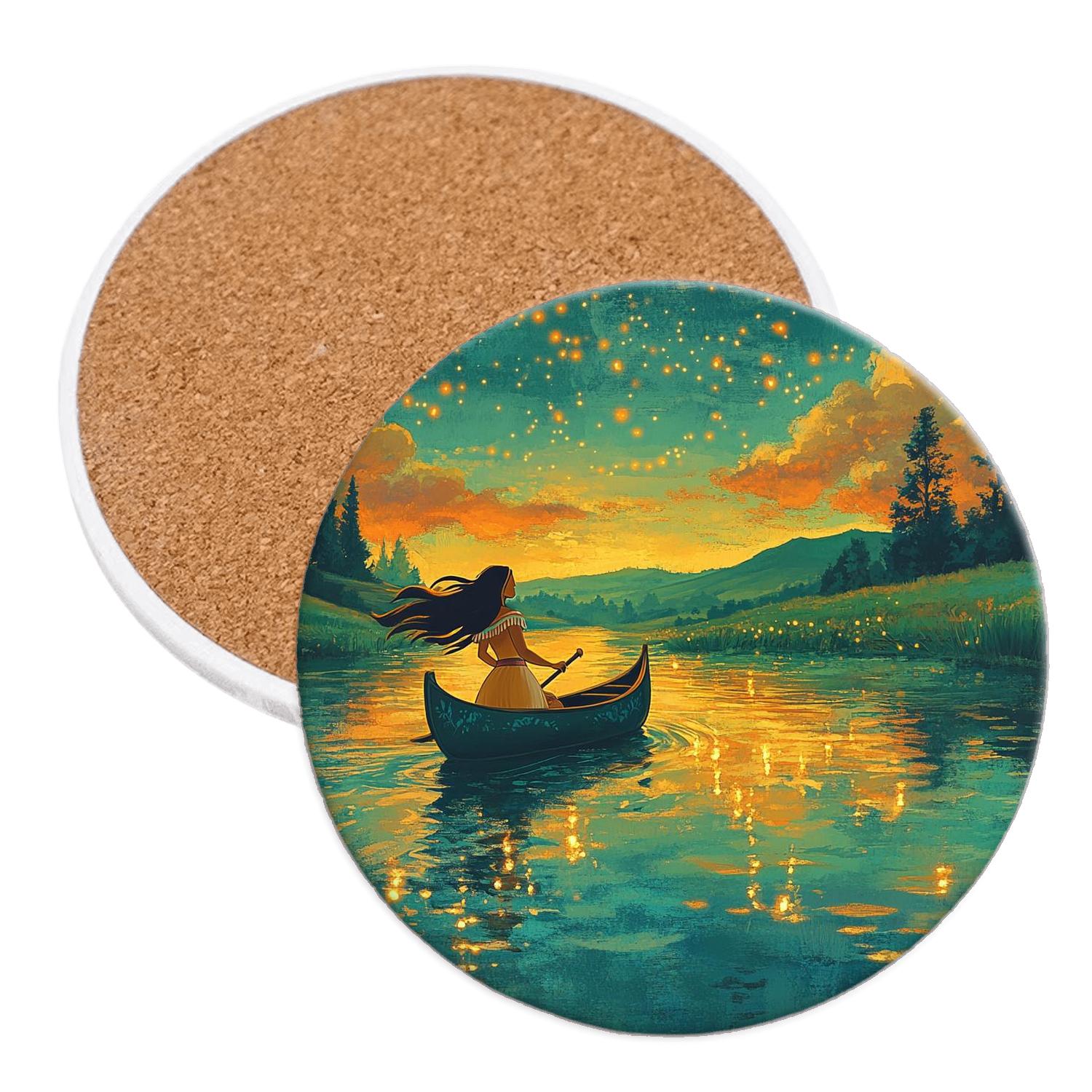 Pocahontas Riverlight Canoe Adventure personalized drink coasters