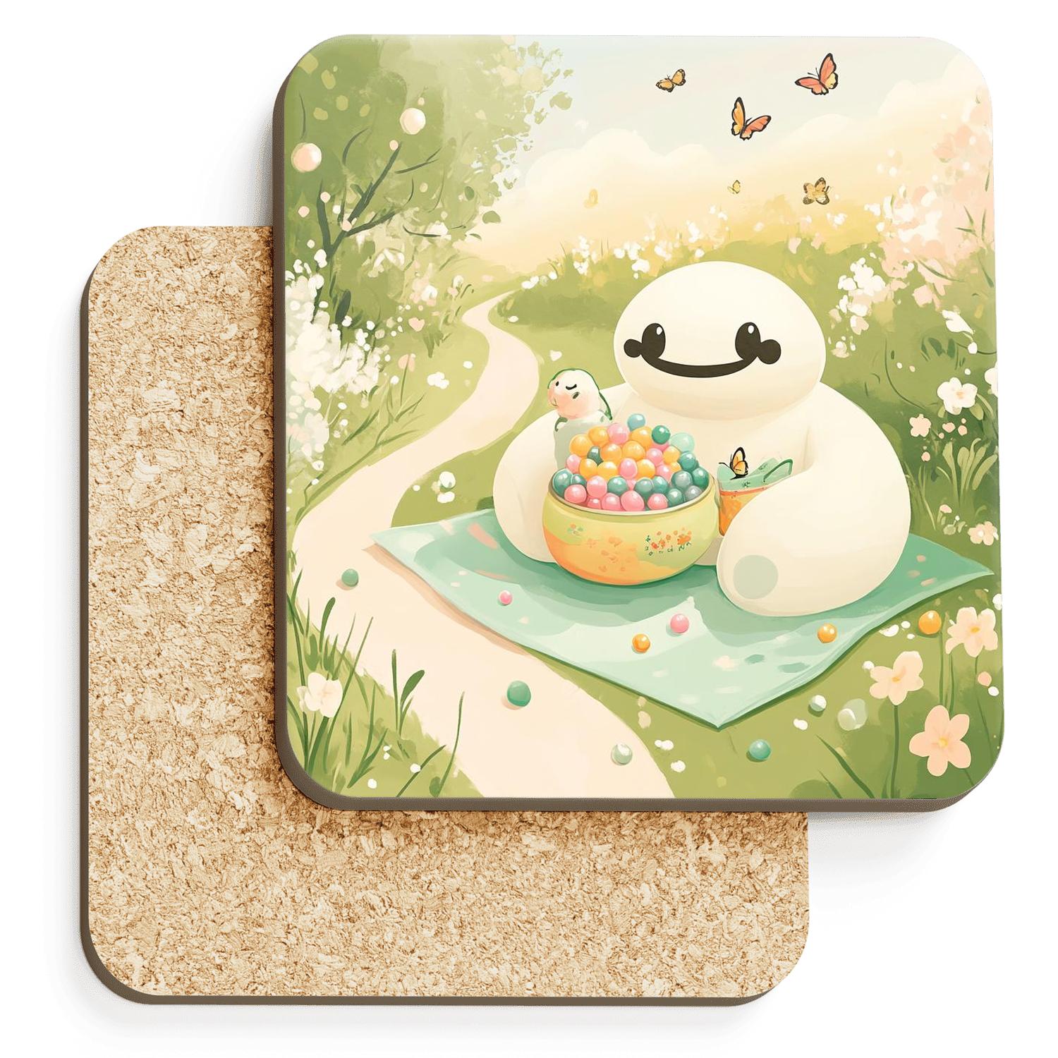 Baymax Bubble Tea Garden Picnic decorative beverage coasters