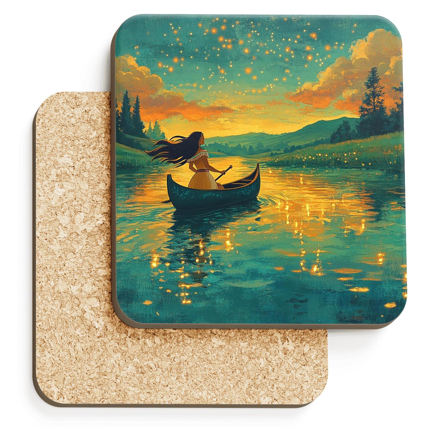 Pocahontas Riverlight Canoe Adventure wooden table coasters