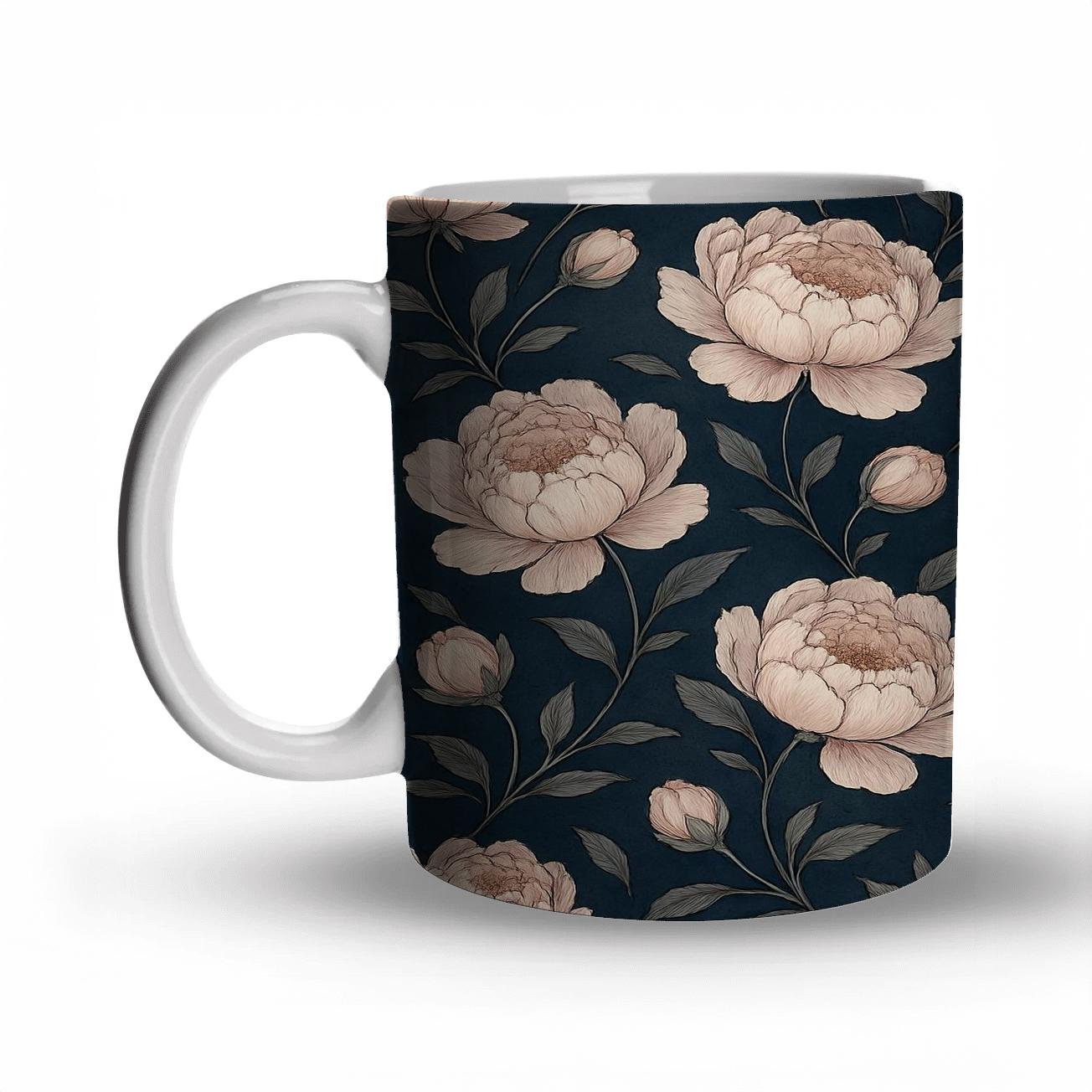 Moonlit Peony Lattice premium drinkware mugs