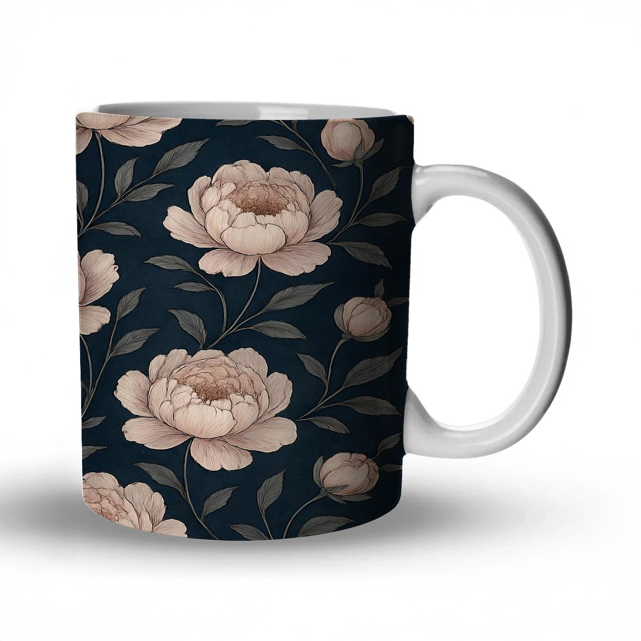 Moonlit Peony Lattice premium drinkware mugs