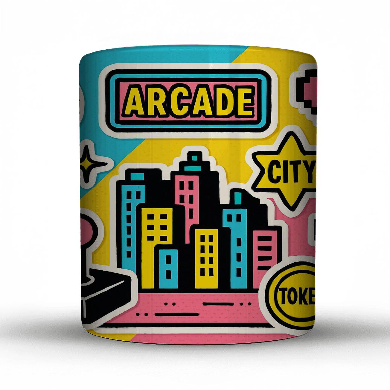 Arcade Sticker Sheet Skyline decorative mug sets