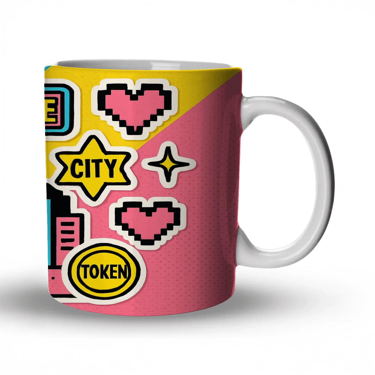 Arcade Sticker Sheet Skyline decorative mug sets