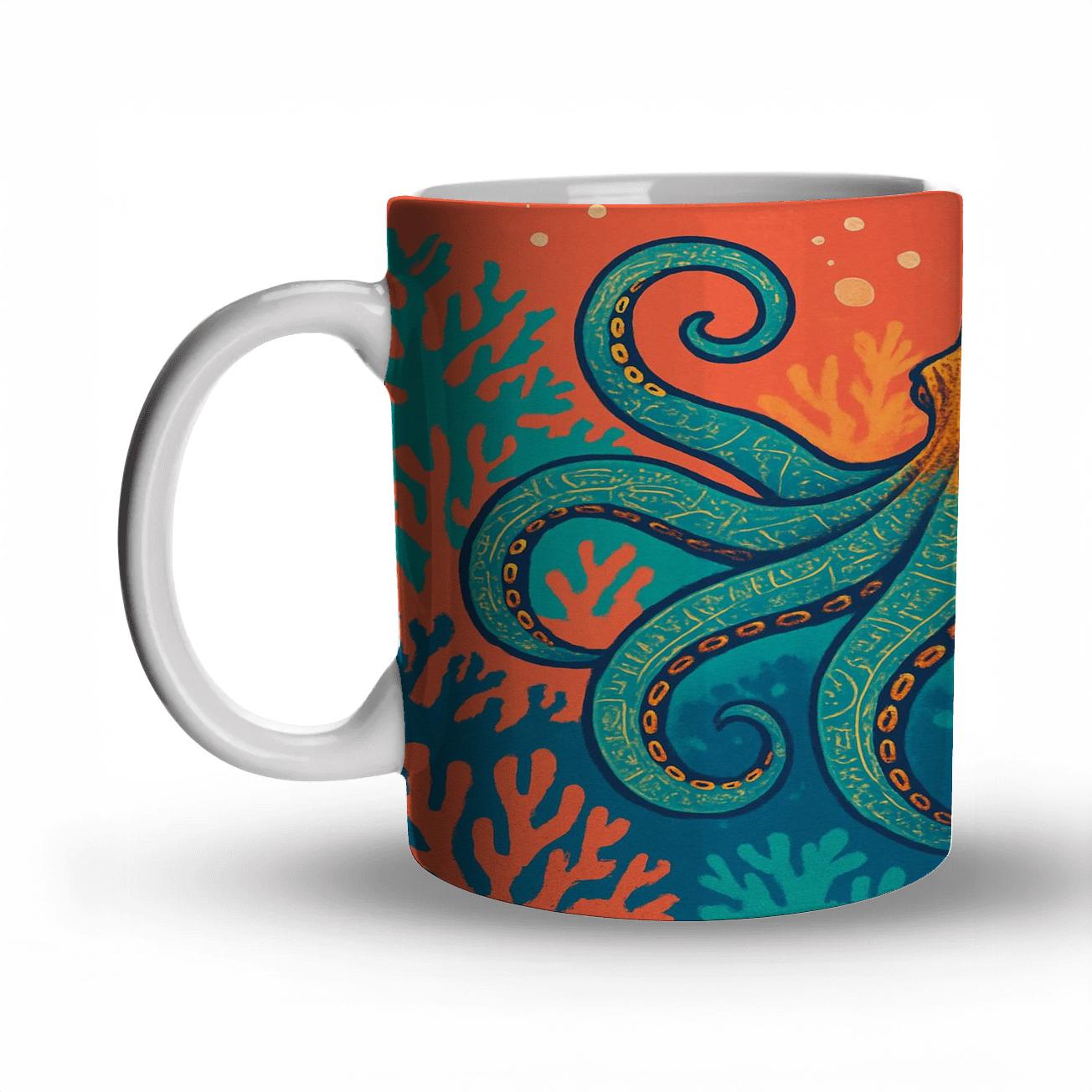 Coral Reef Octopus Cartography premium drinkware mugs