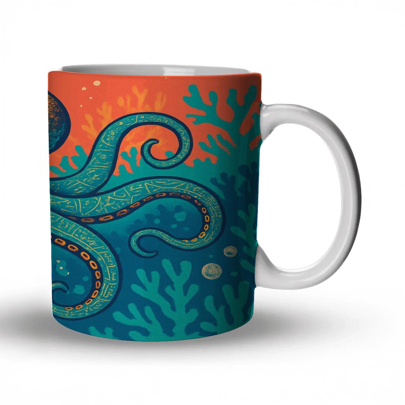 Coral Reef Octopus Cartography premium drinkware mugs