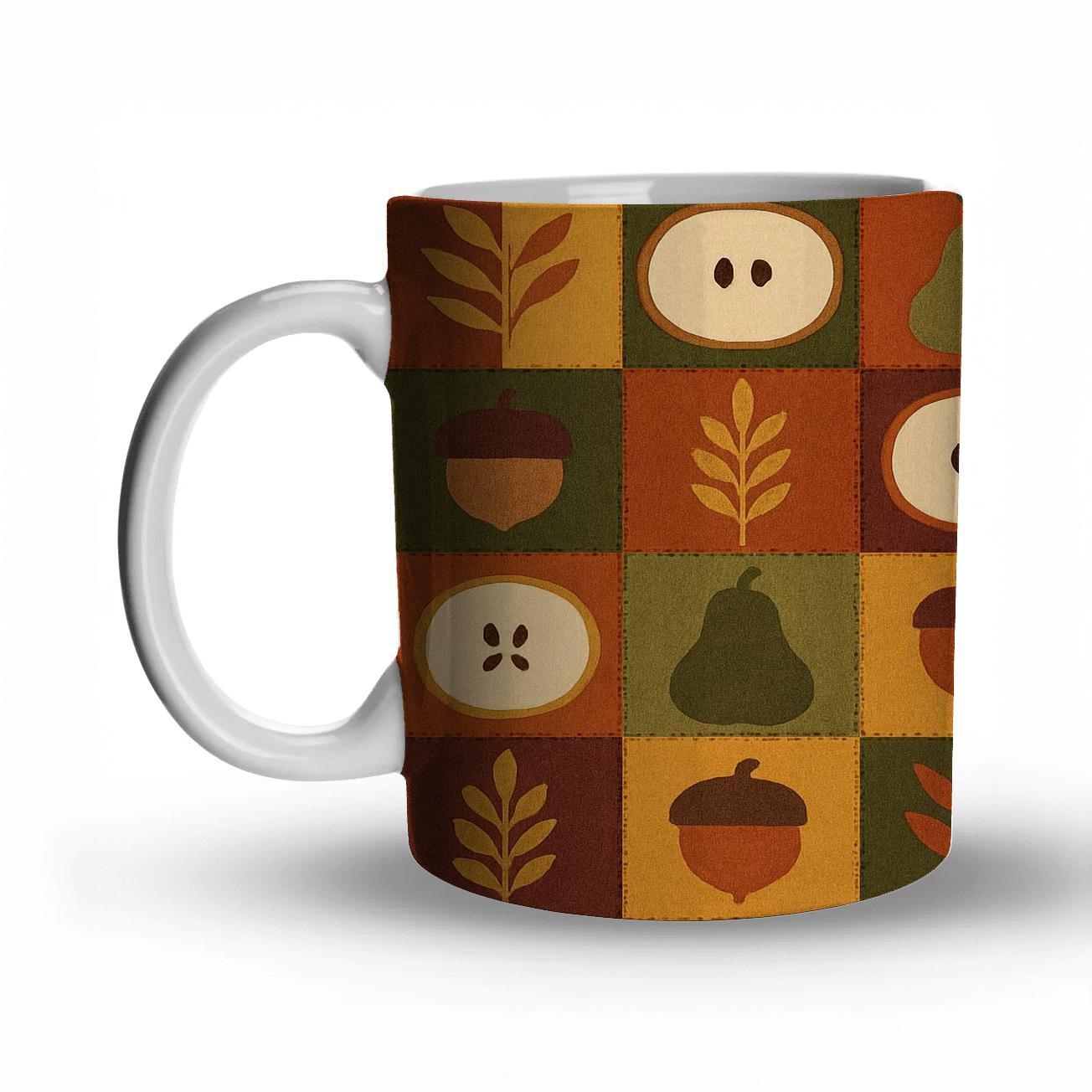Autumn Orchard Quilt Mosaic ceramic coffee mugs