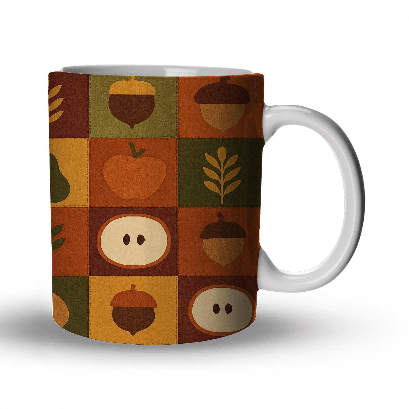 Autumn Orchard Quilt Mosaic ceramic coffee mugs