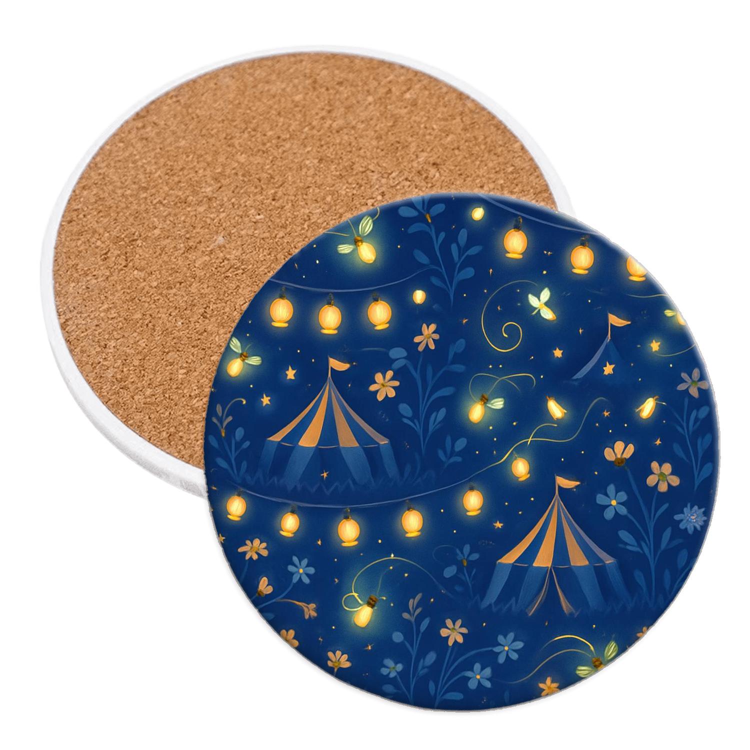Midsummer Firefly Carnival absorbent drink coasters