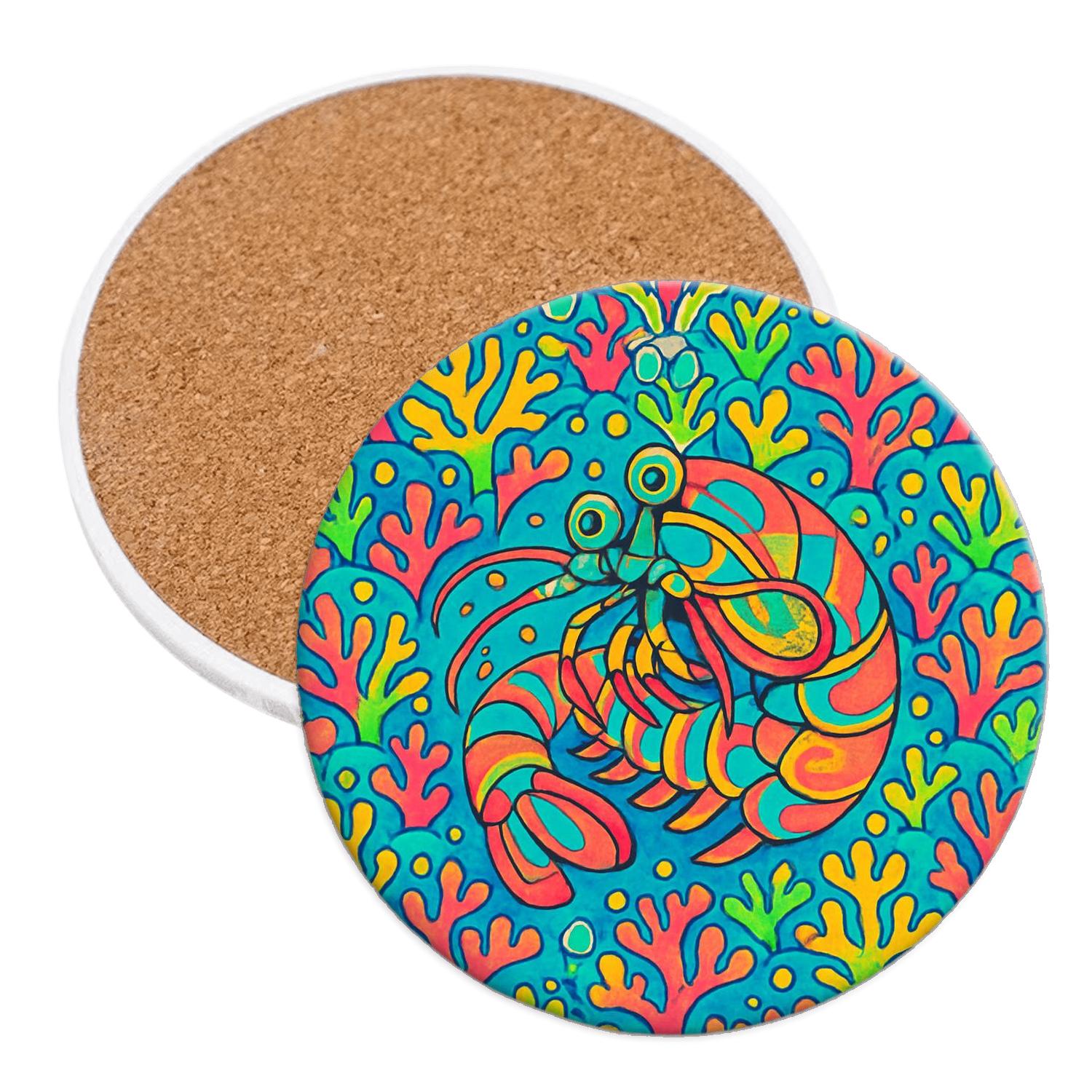 Coral Reef Mantis Shrimp Kaleidoscope stone coaster collections