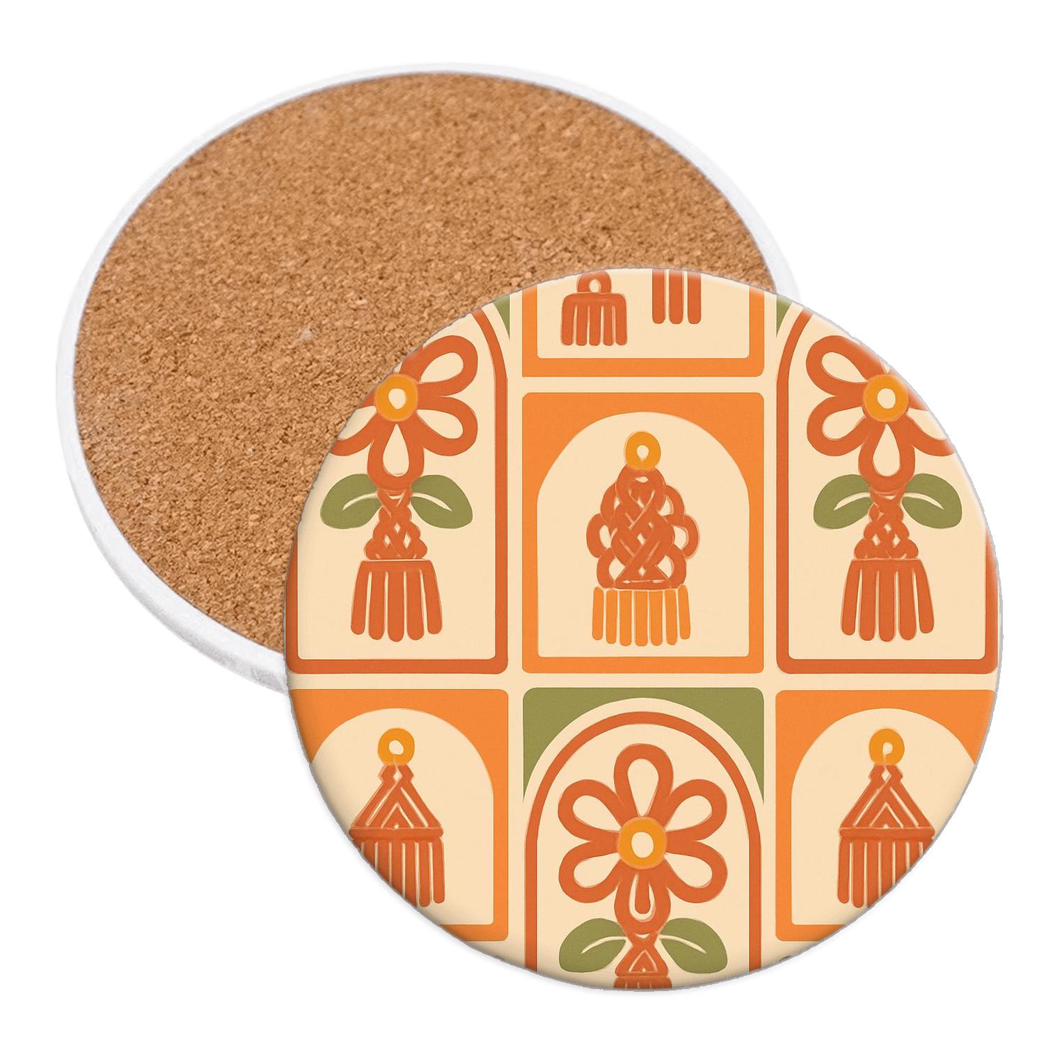 Sunroom Macrame Bloom Tiles coasters for home decor