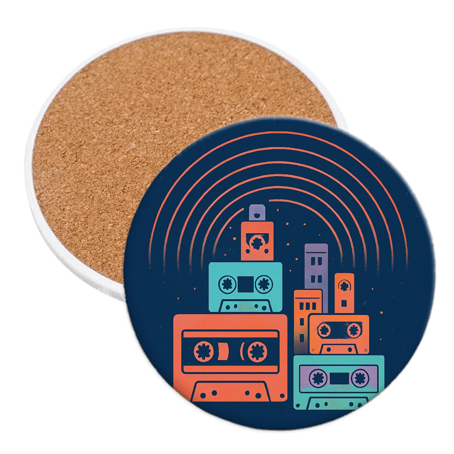 Cassette Skyline Radio Waves stone coaster collections