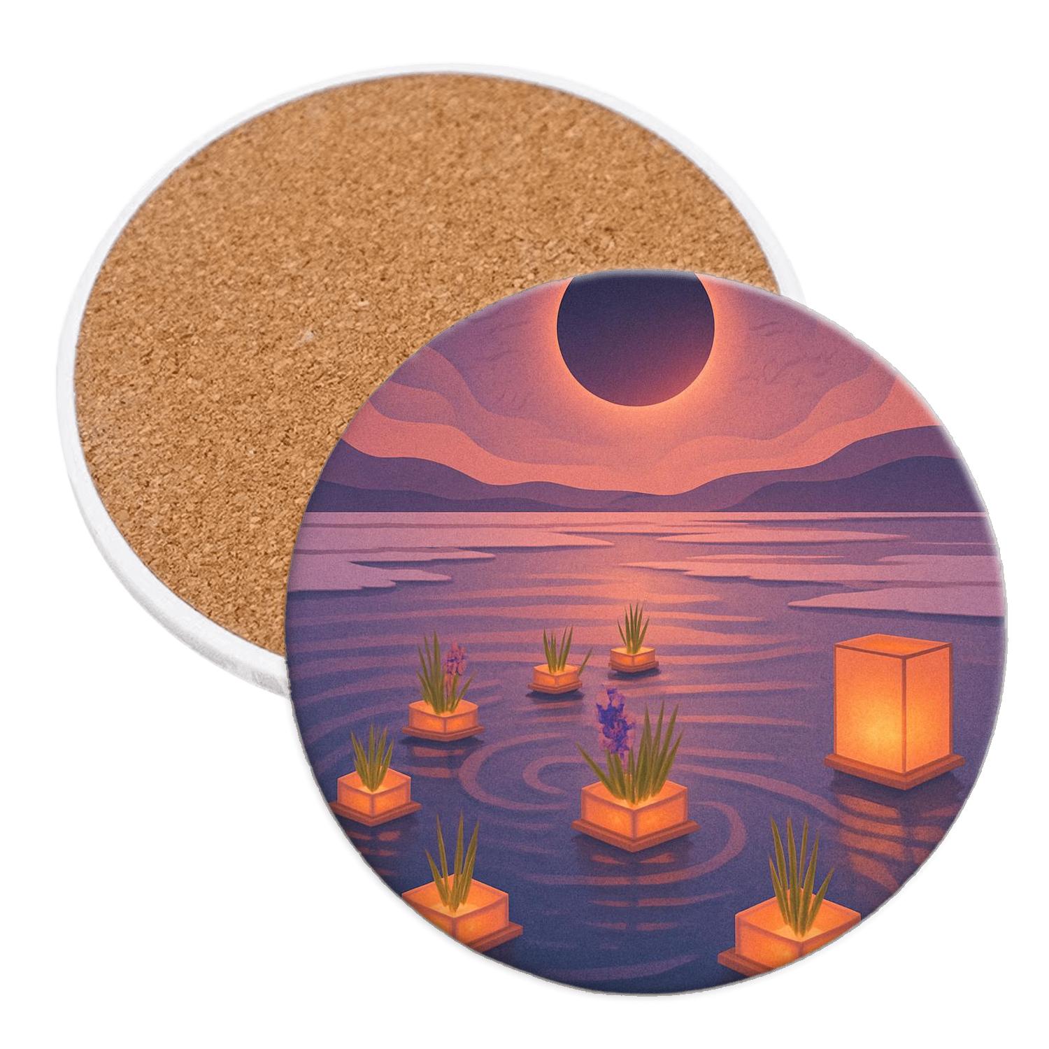 Salt Lantern Eclipse Nowruz Meets Obon Tide coasters for home decor