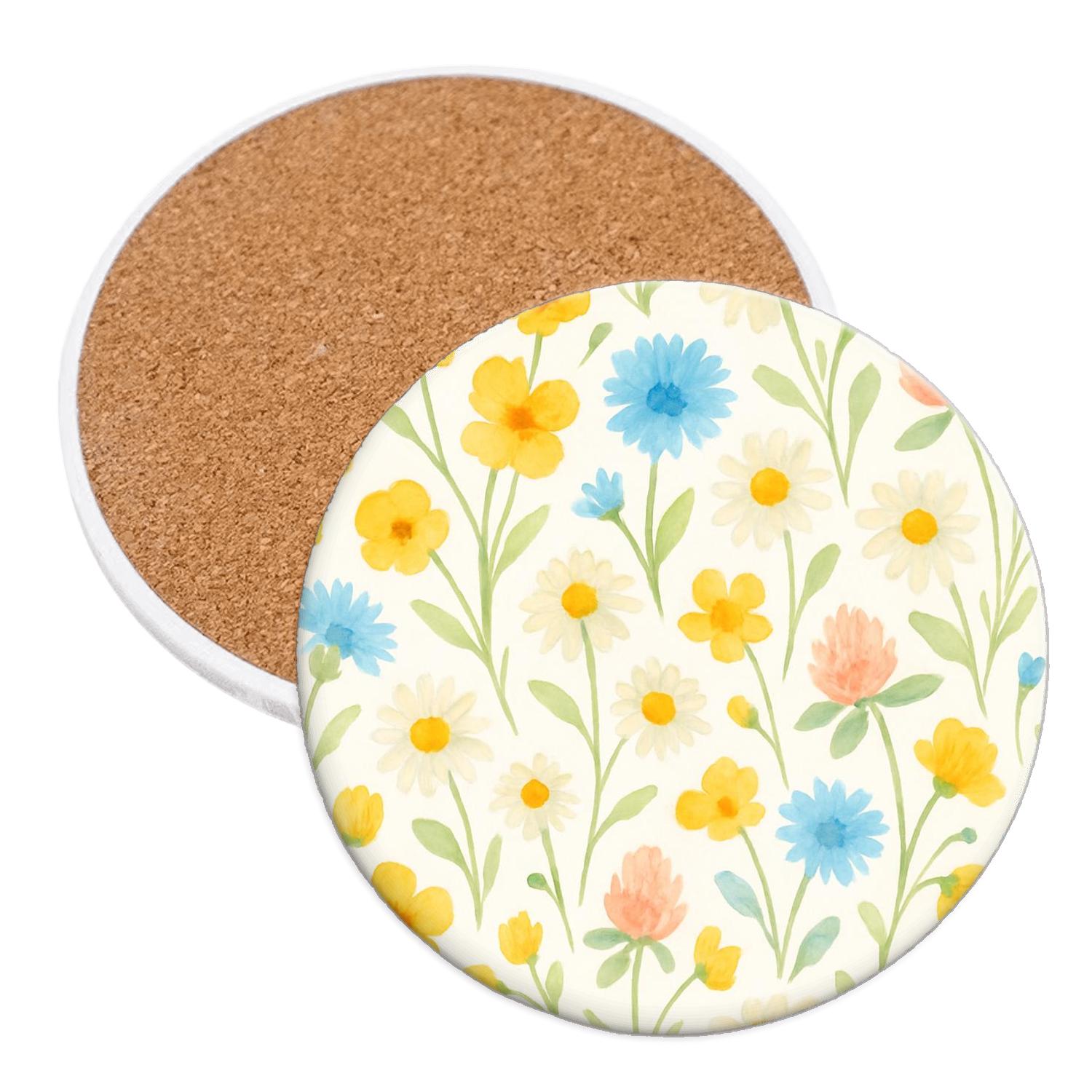 Citrus Meadow Wildflower Scatter cork coaster sets
