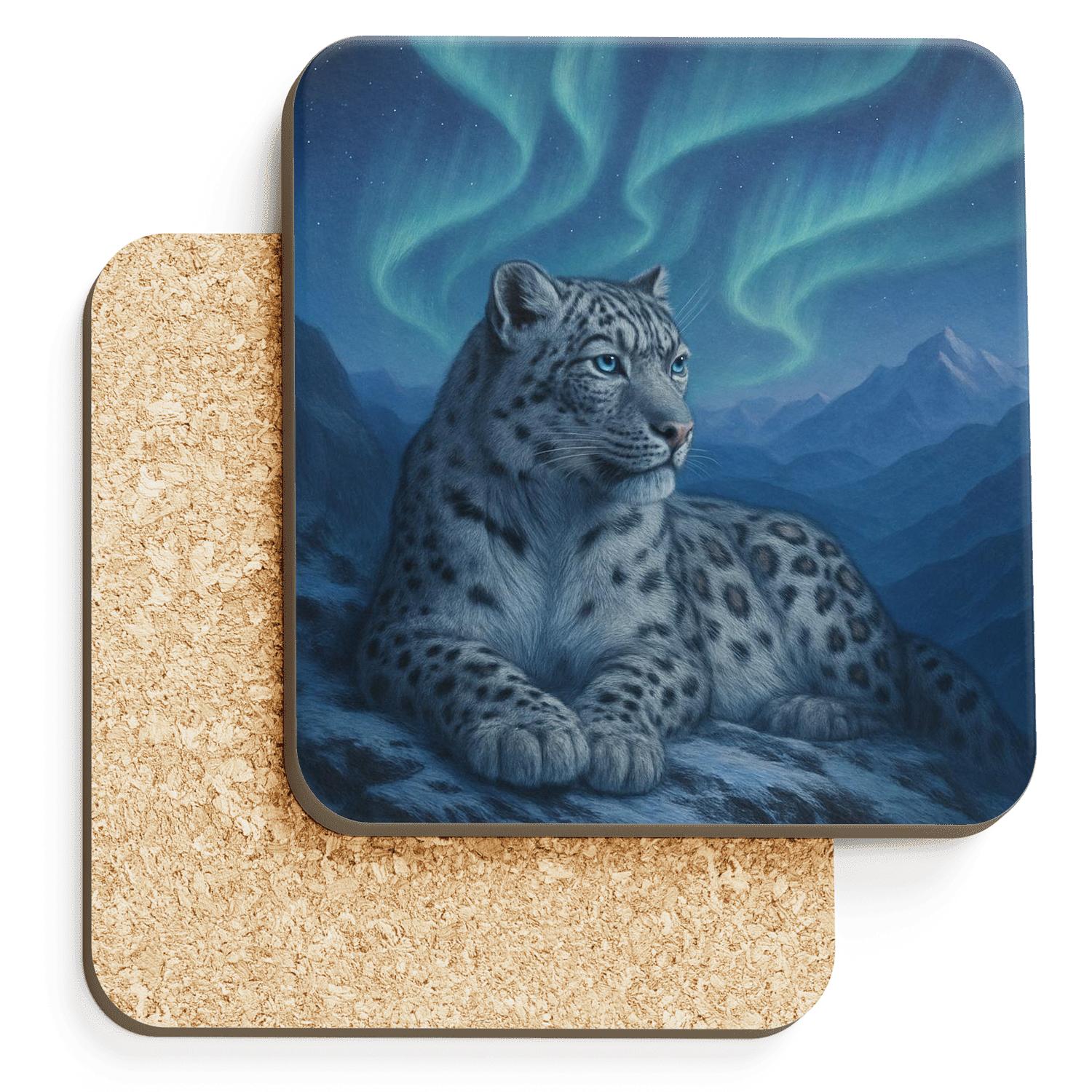 Aurora Snow Leopard Ridge coasters for home decor