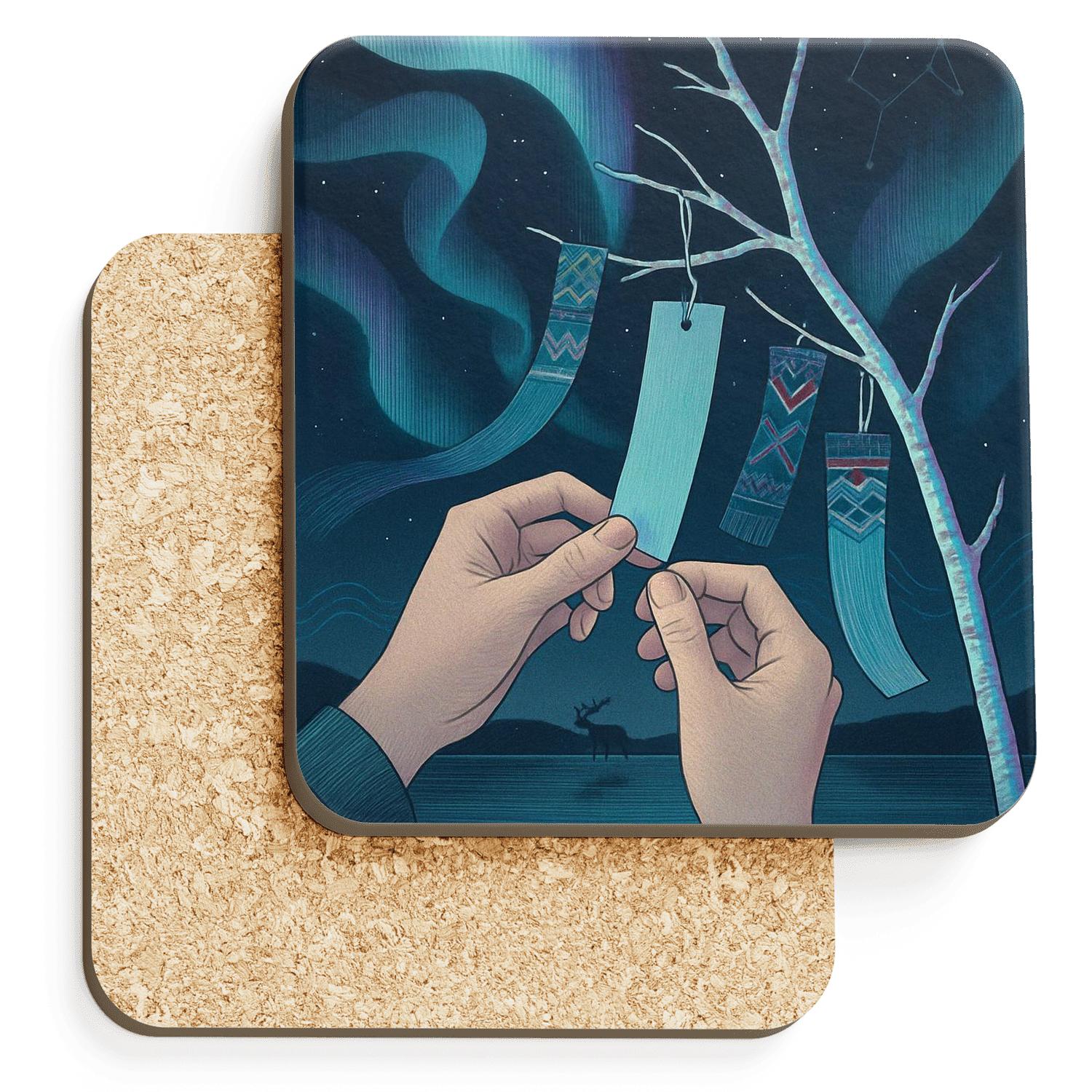Aurora Thread Ceremony Future Tanabata Meets Sami Joik Night wooden table coasters