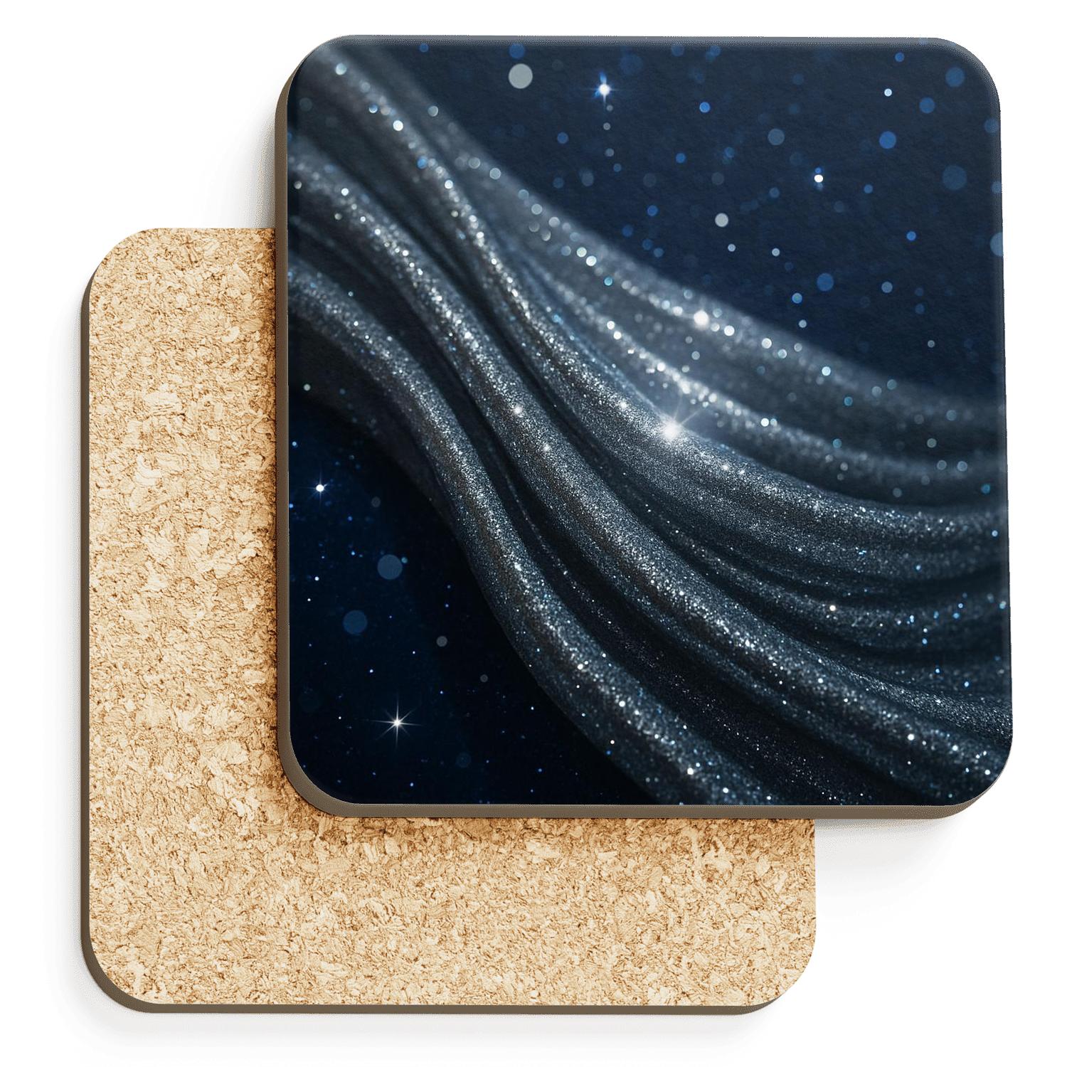 Silver Disco Nebula Drapes wooden table coasters