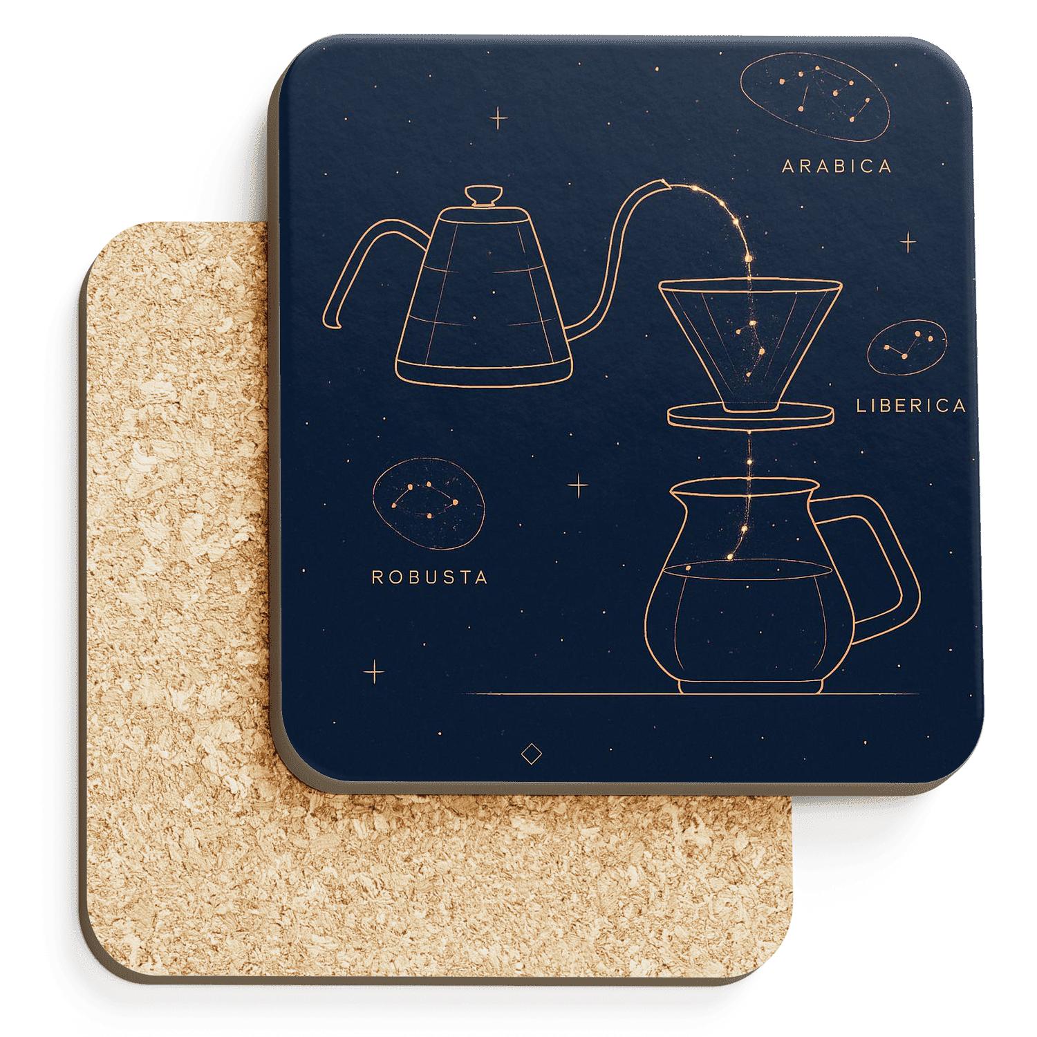 Cosmic Pour Over Cartography absorbent drink coasters