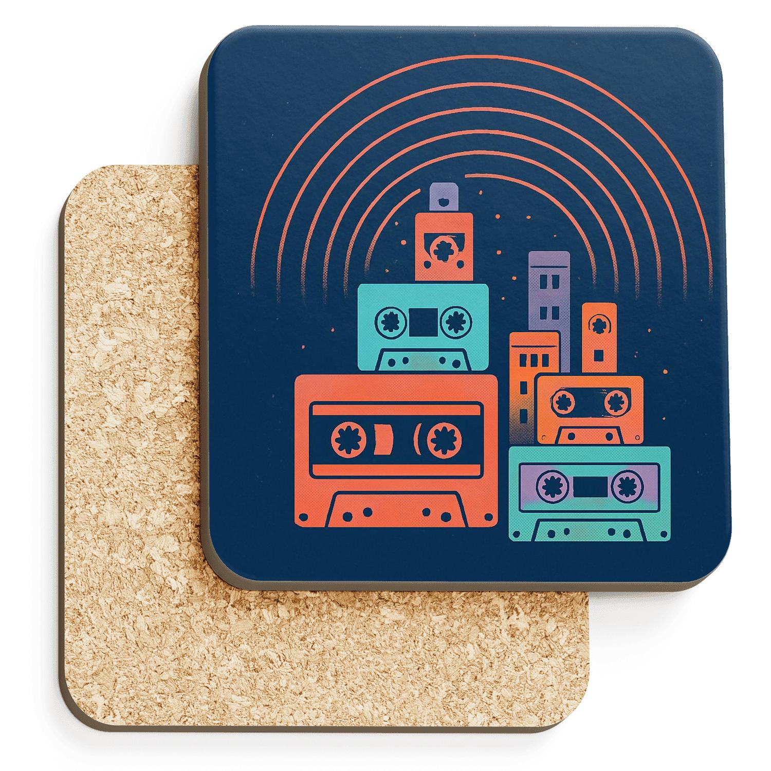 Cassette Skyline Radio Waves stone coaster collections
