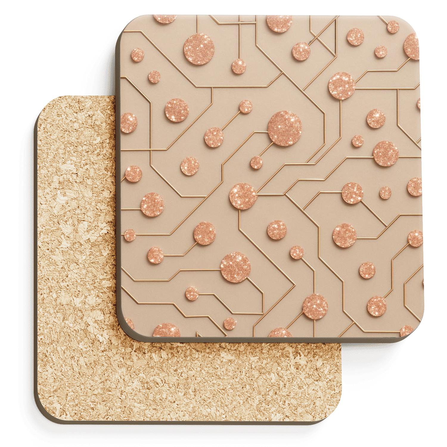 Rose Gold Prism Confetti Circuit personalized drink coasters