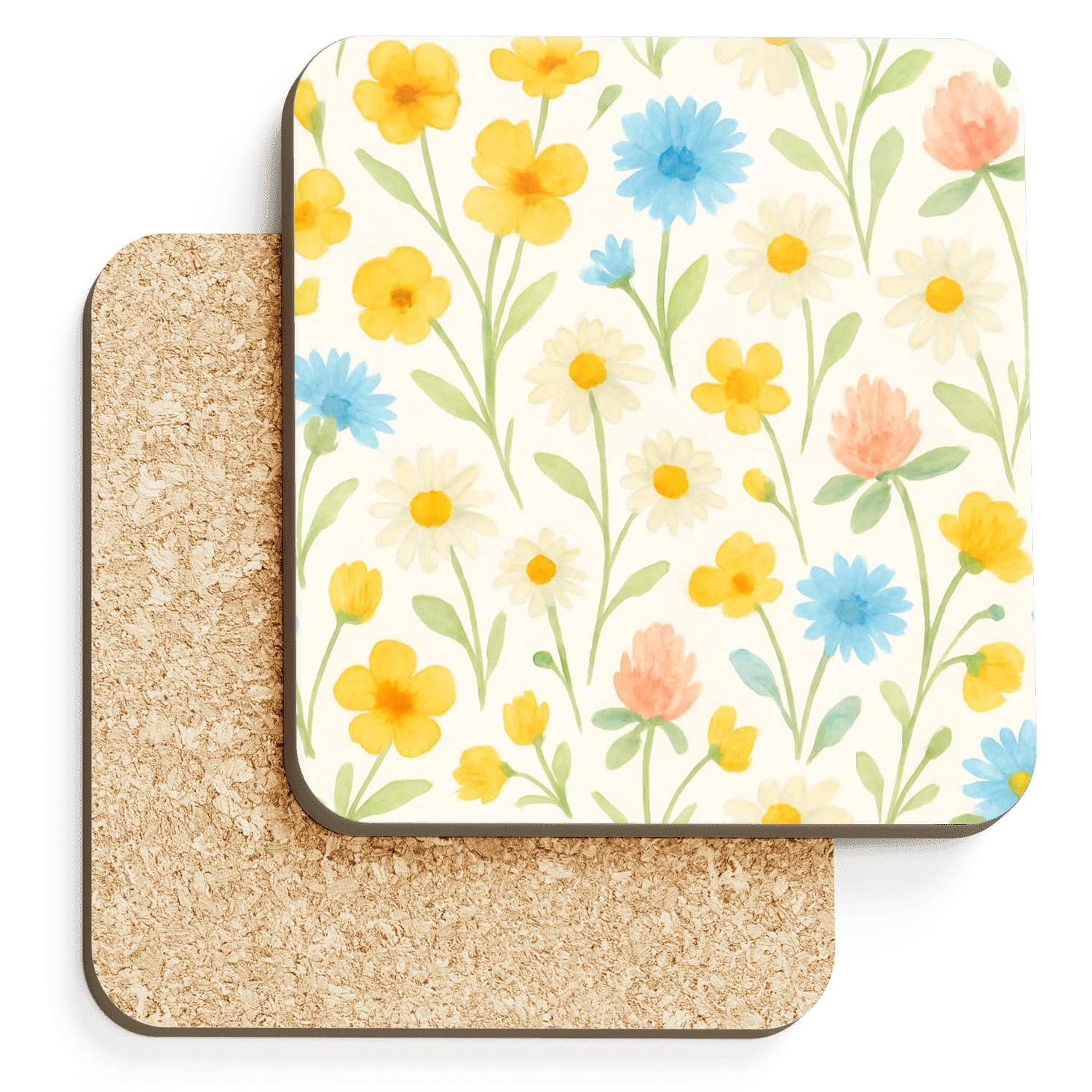 Citrus Meadow Wildflower Scatter cork coaster sets