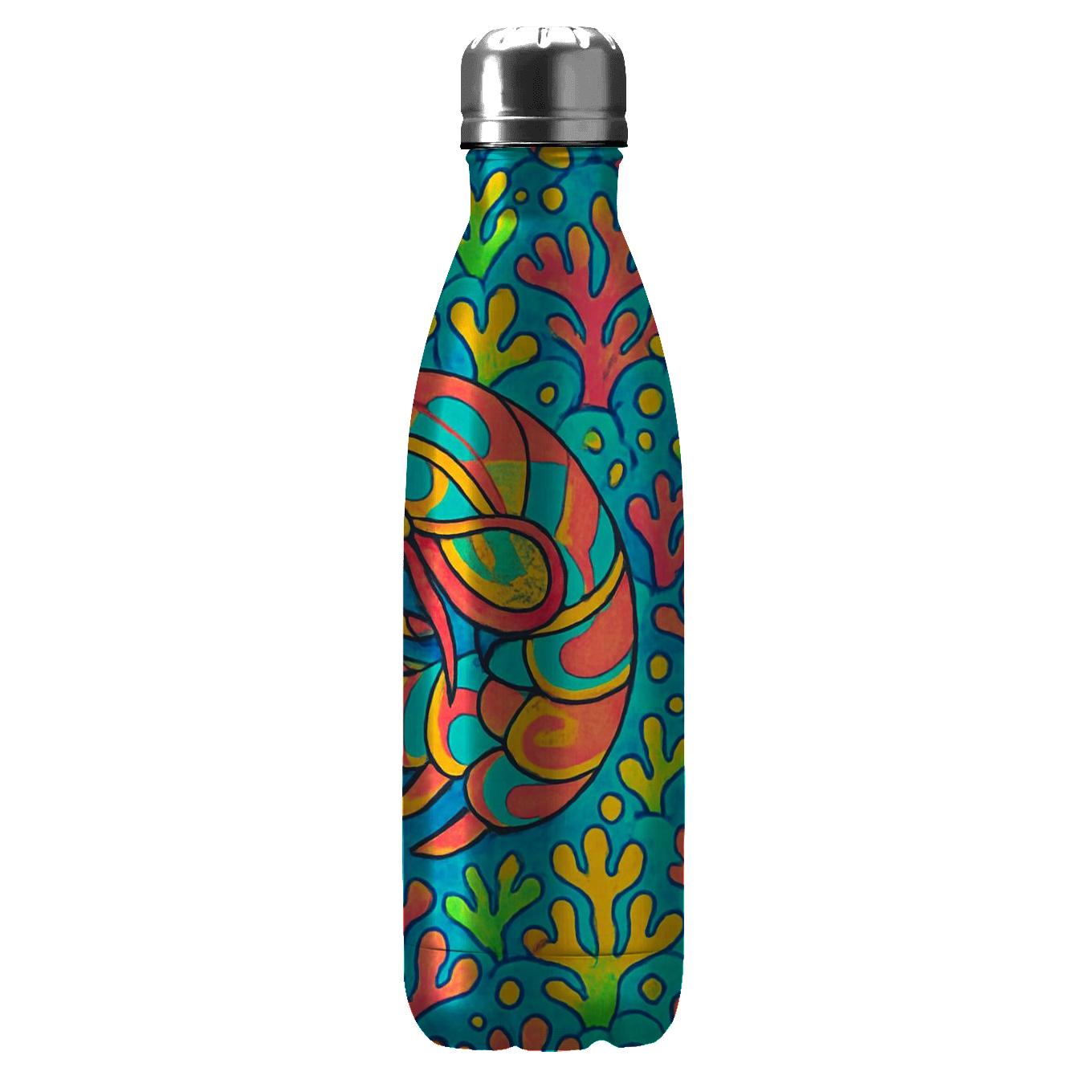 Coral Reef Mantis Shrimp Kaleidoscope water bottles with lids