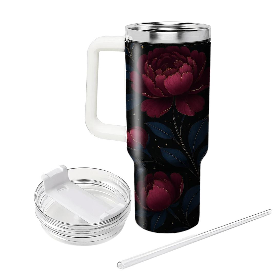 Midnight Peony Constellation personalized tumblers
