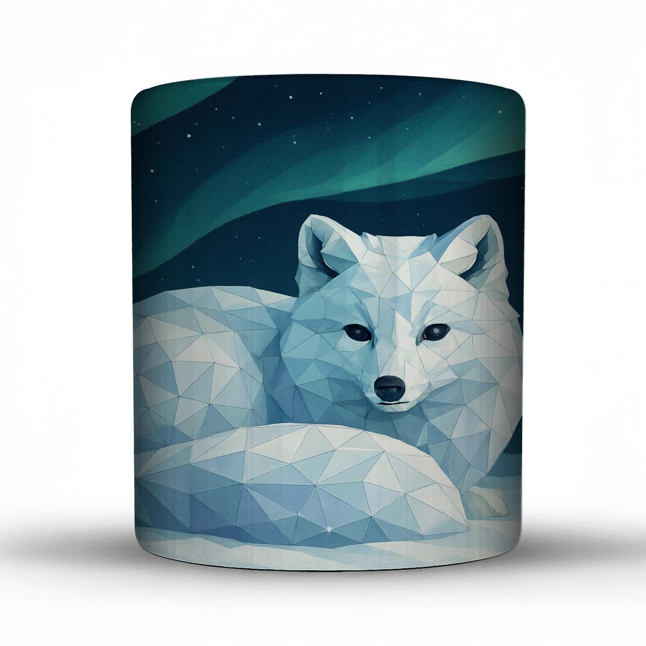 Arctic Fox Aurora Mosaic custom printed mugs