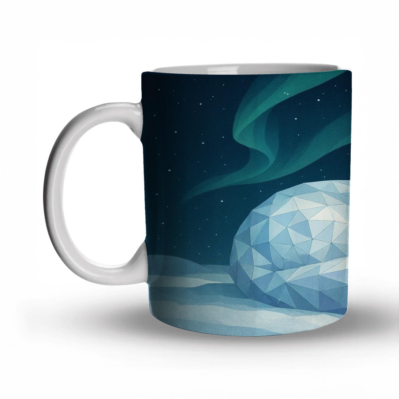 Arctic Fox Aurora Mosaic custom printed mugs