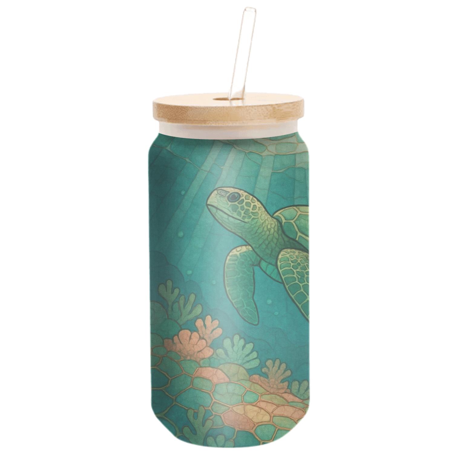 Aurora Reef Sea Turtle Mosaic premium crystal drinkware
