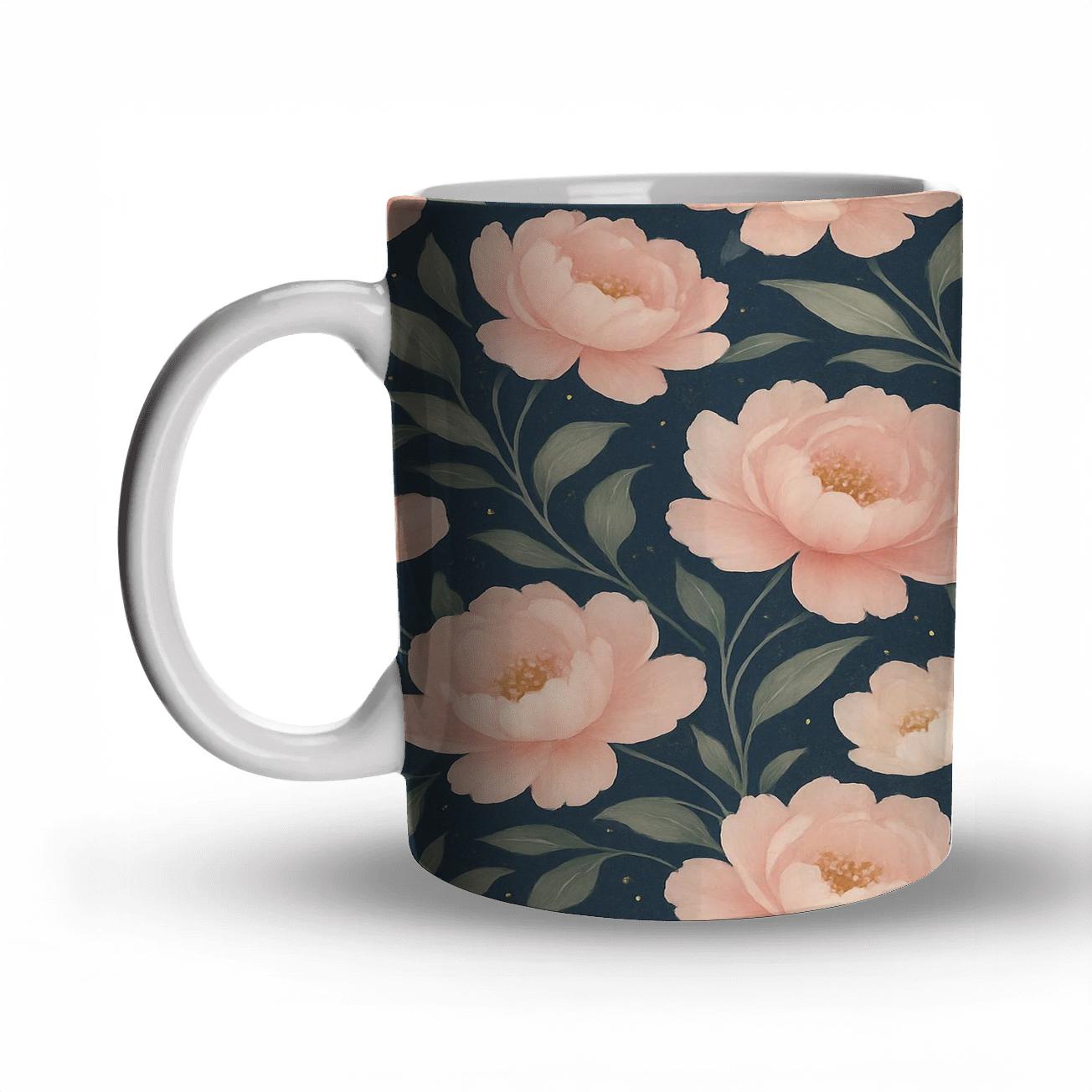 Midnight Peony Constellation custom printed mugs