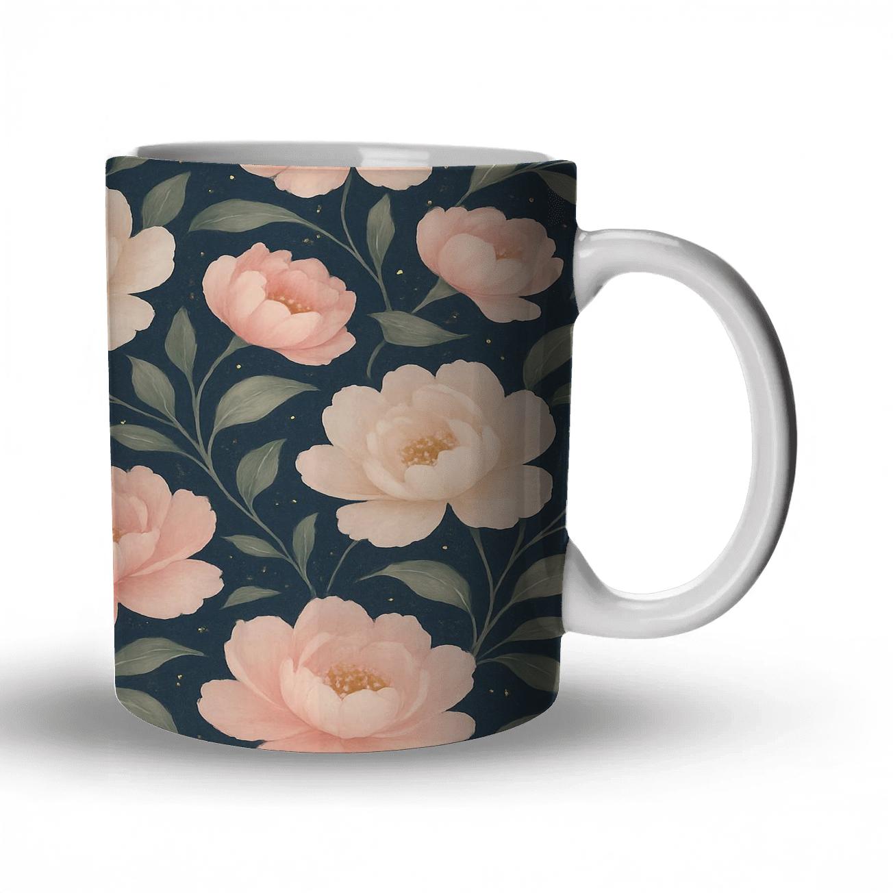 Midnight Peony Constellation custom printed mugs