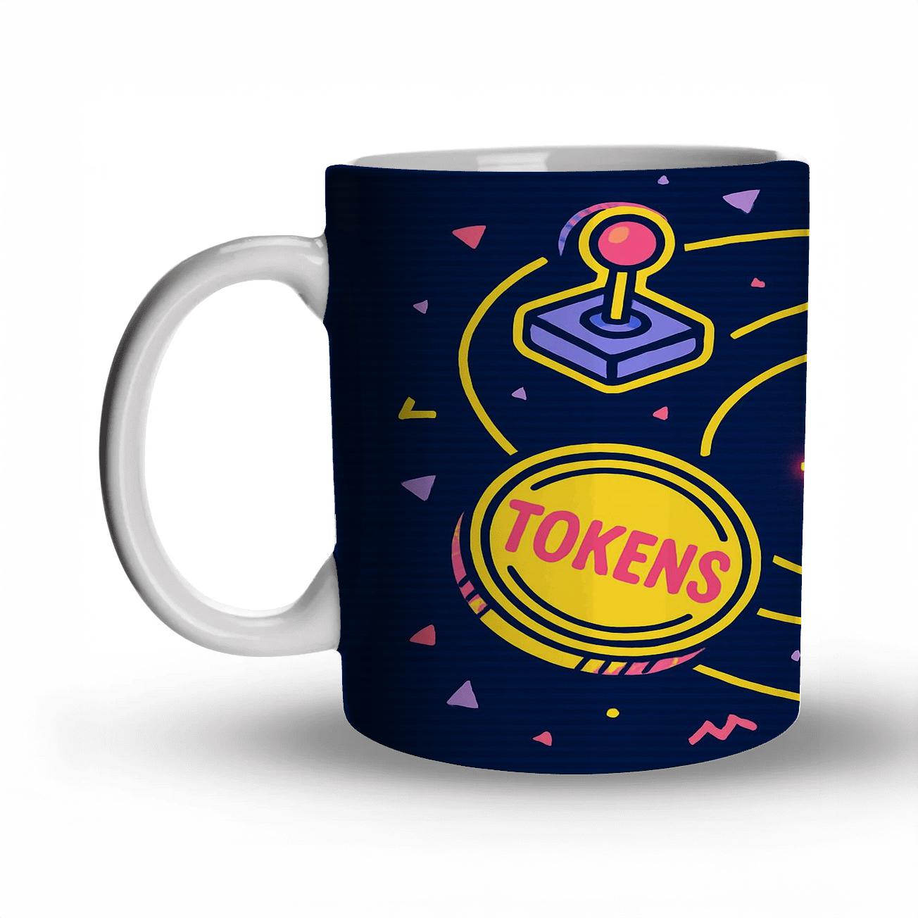 Arcade Token Orbit custom printed mugs