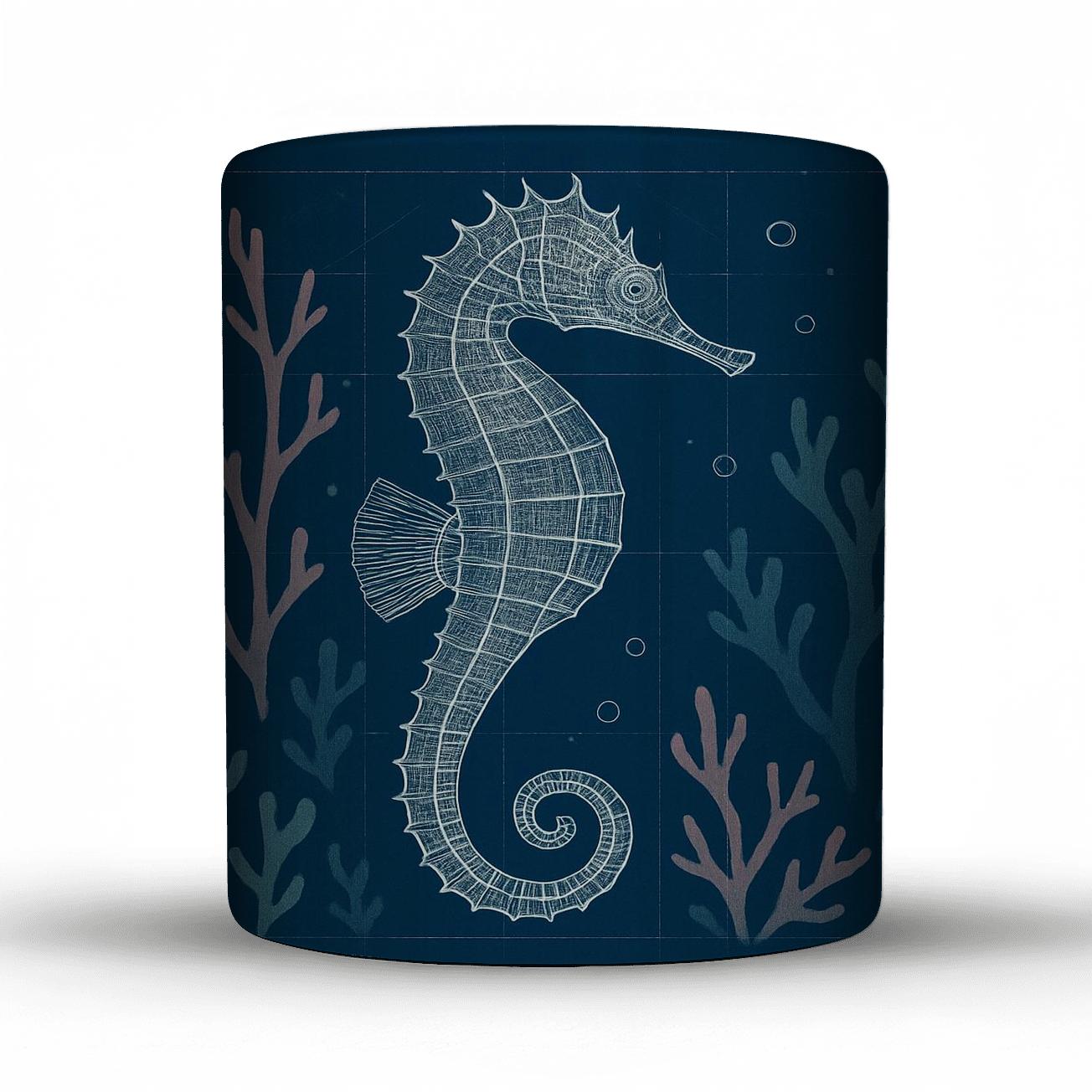 Coral Reef Seahorse Blueprint travel mugs with handles