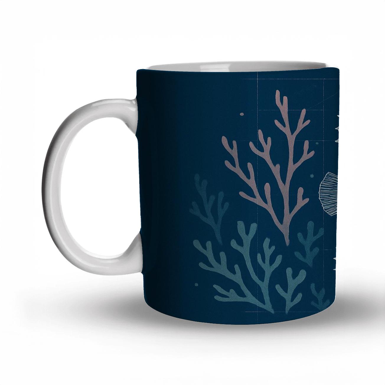 Coral Reef Seahorse Blueprint travel mugs with handles