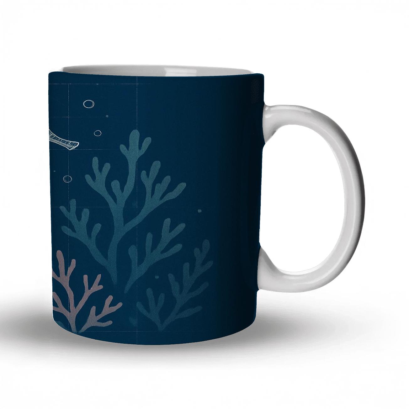 Coral Reef Seahorse Blueprint travel mugs with handles