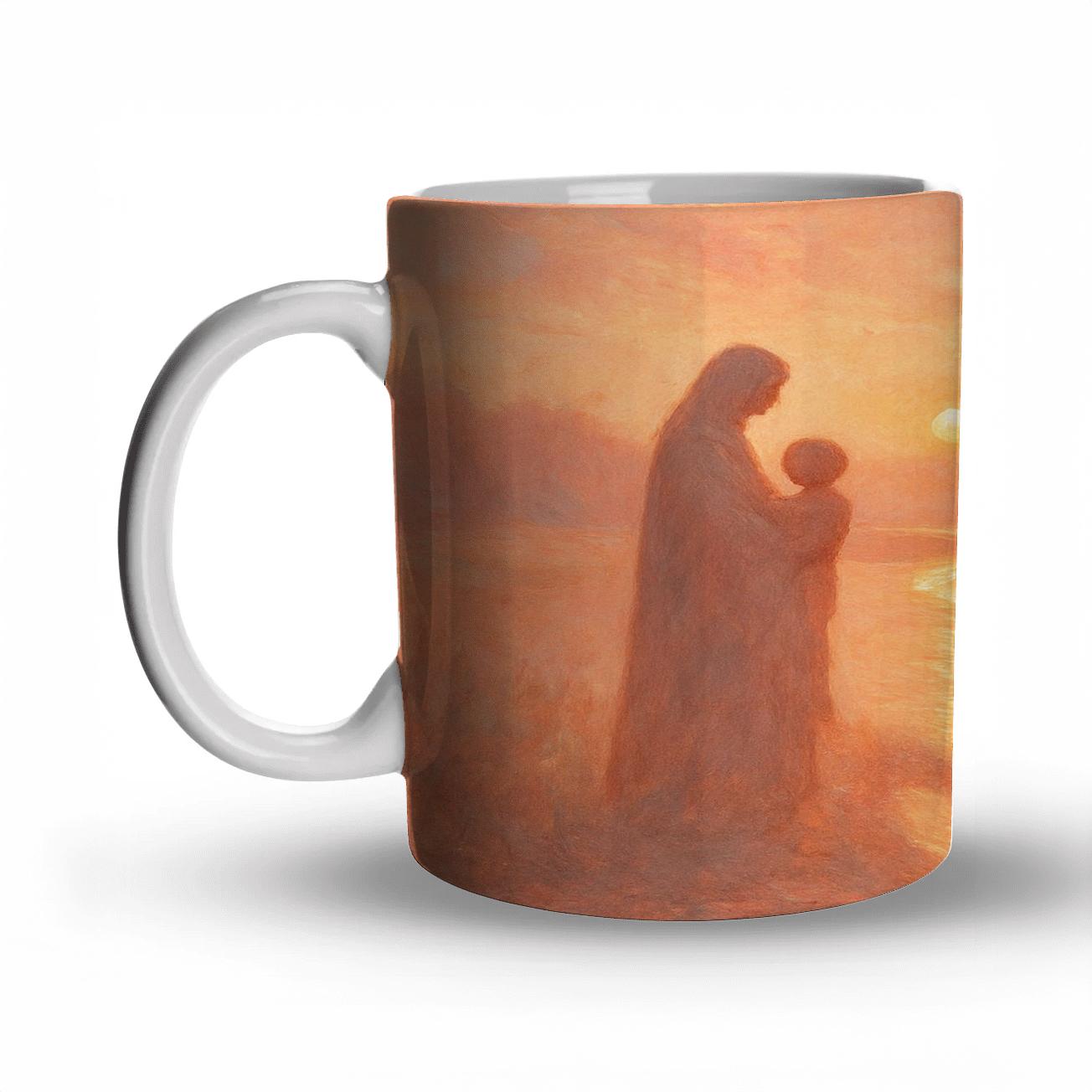 The Ribbon Of Dawn Between Two Hearts insulated thermal mugs